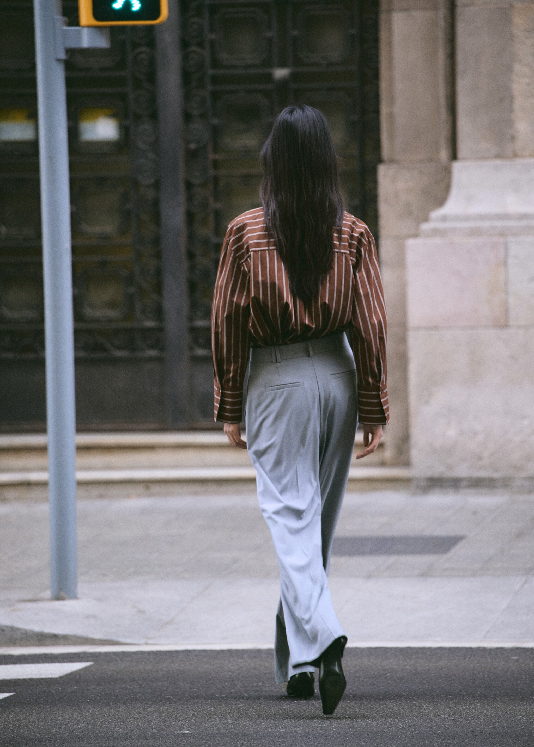 Pocket striped shirt - Reverse of the article, Brown. Ref: 27034089-02.