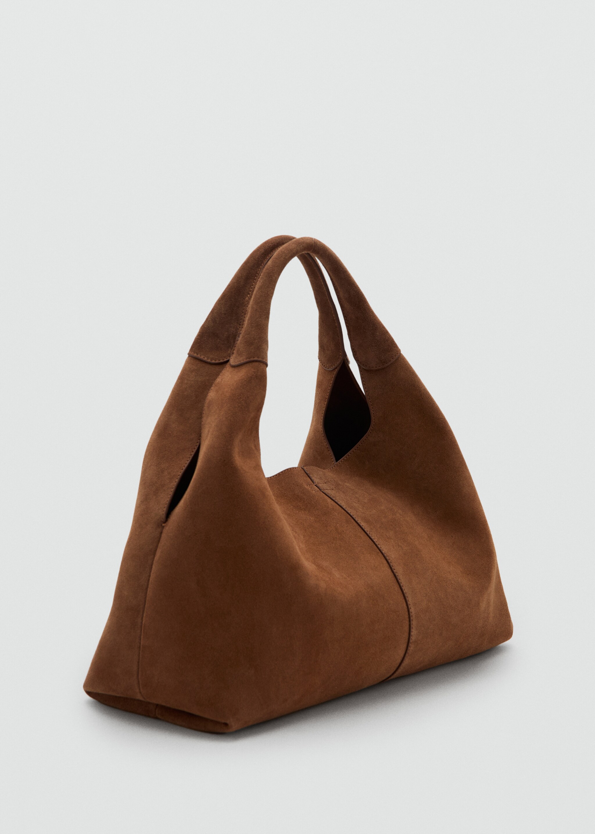 Suede shoulder bag with stitching - Medium plane, Brown. Ref: 27034789-02.