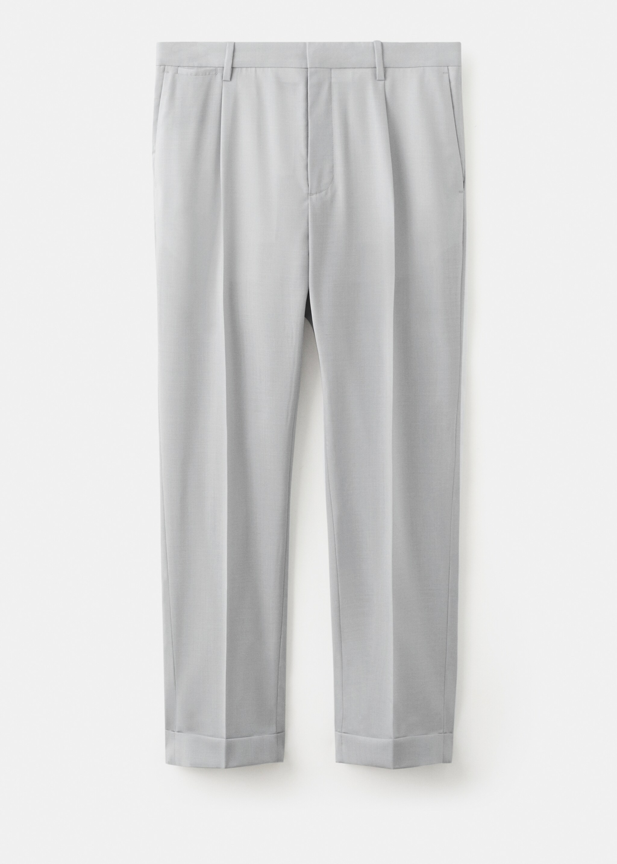 Pantalon 100 % laine froide coupe droite - Article sans modèle, Gris chiné clair. Ref: 27035932-01.