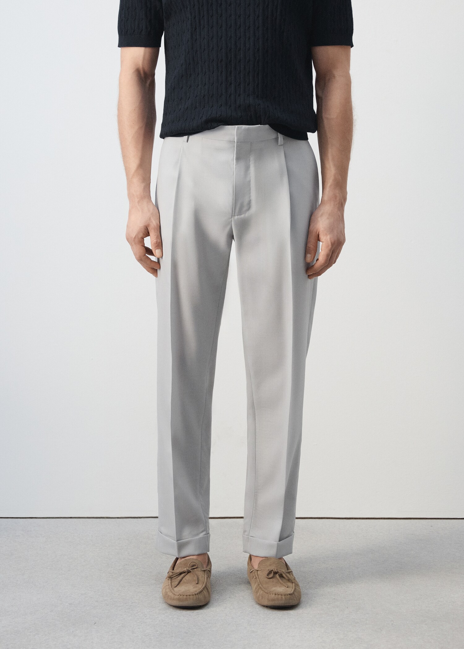 100% virgin wool regular fit trousers - Medium plane