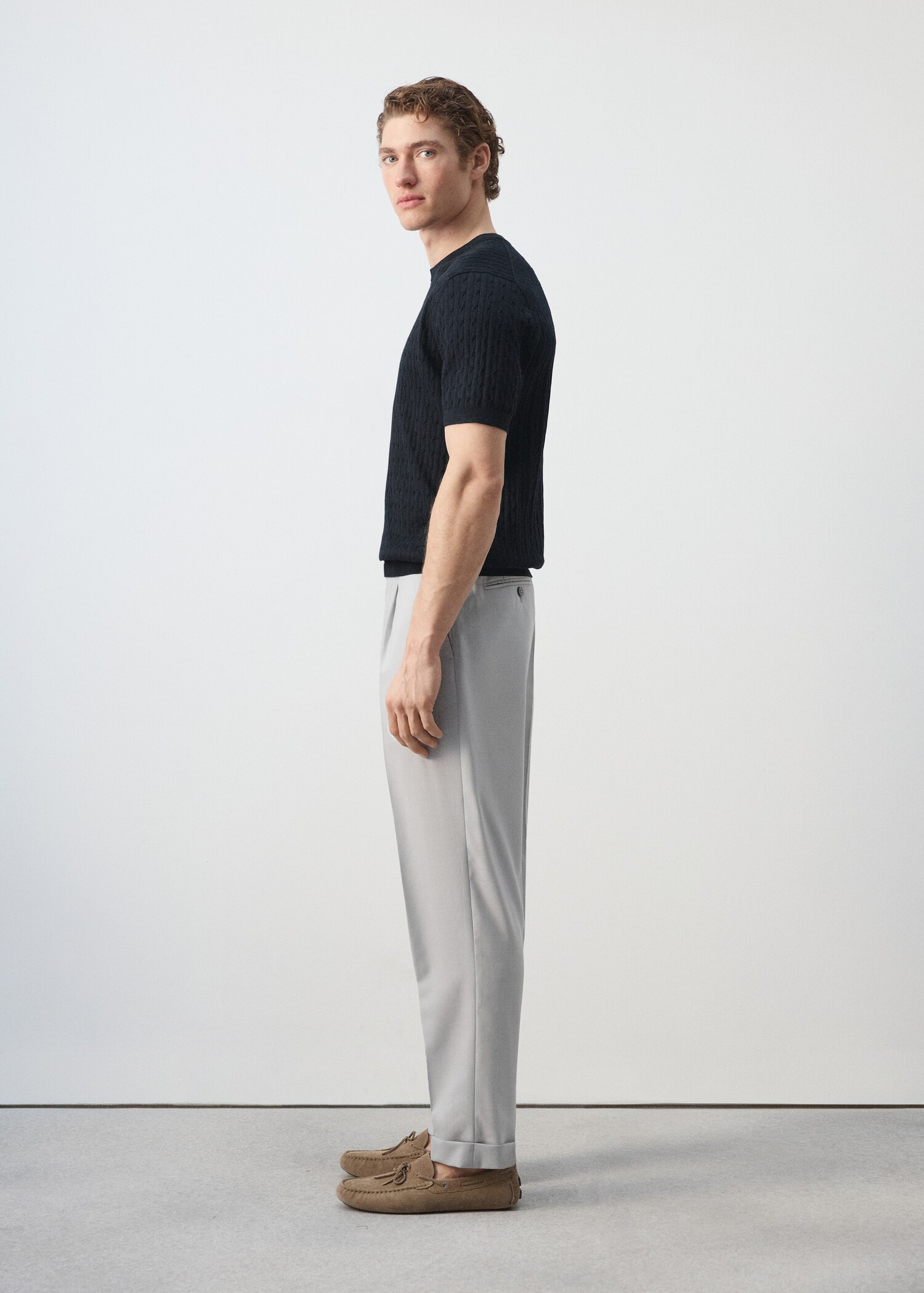 100% virgin wool regular fit trousers - Details of the article 2