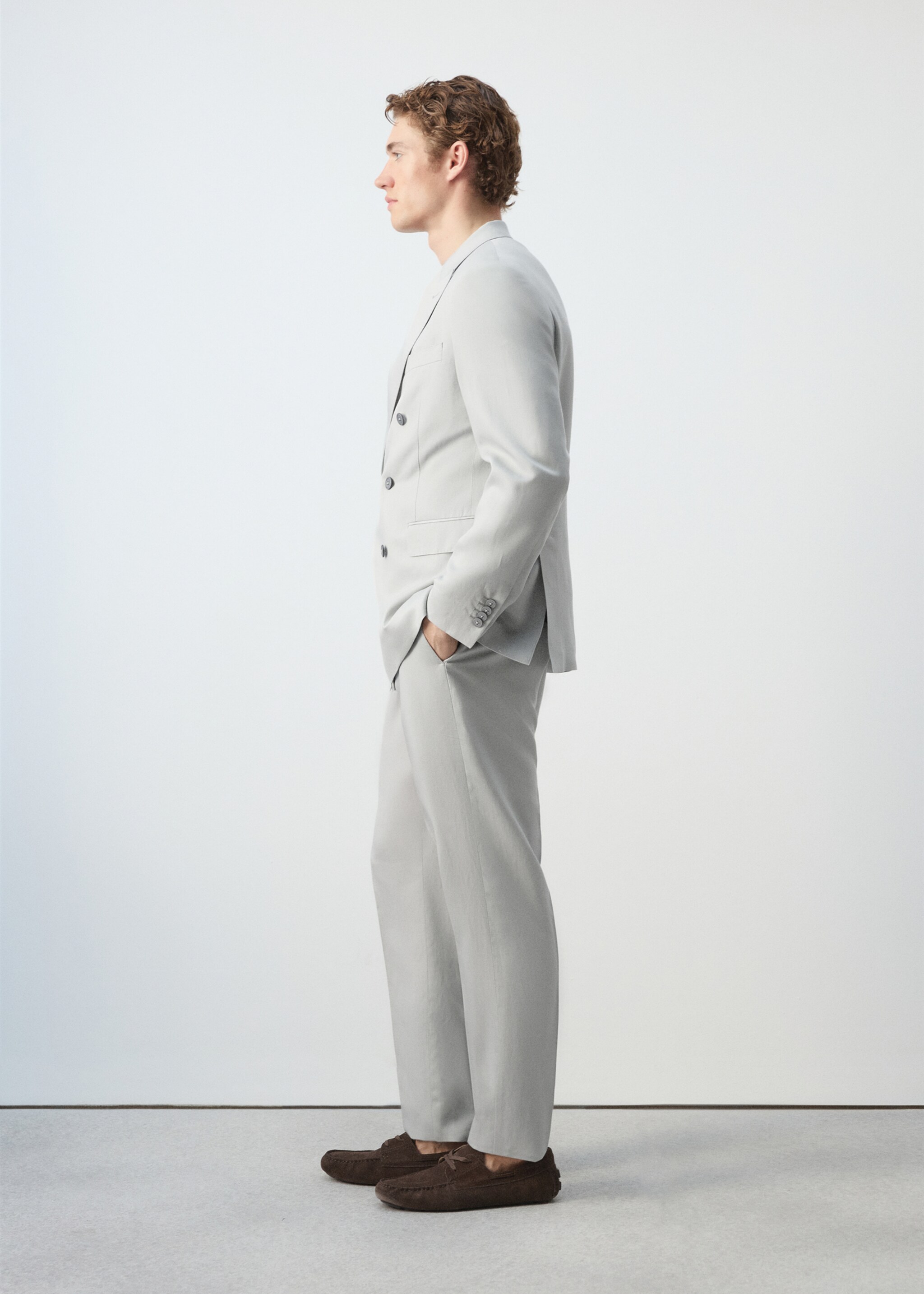 Veste de costume Amalfi slim fit croisée - Détail de l'article 4, Bleu ciel. Ref: 27035937-03.