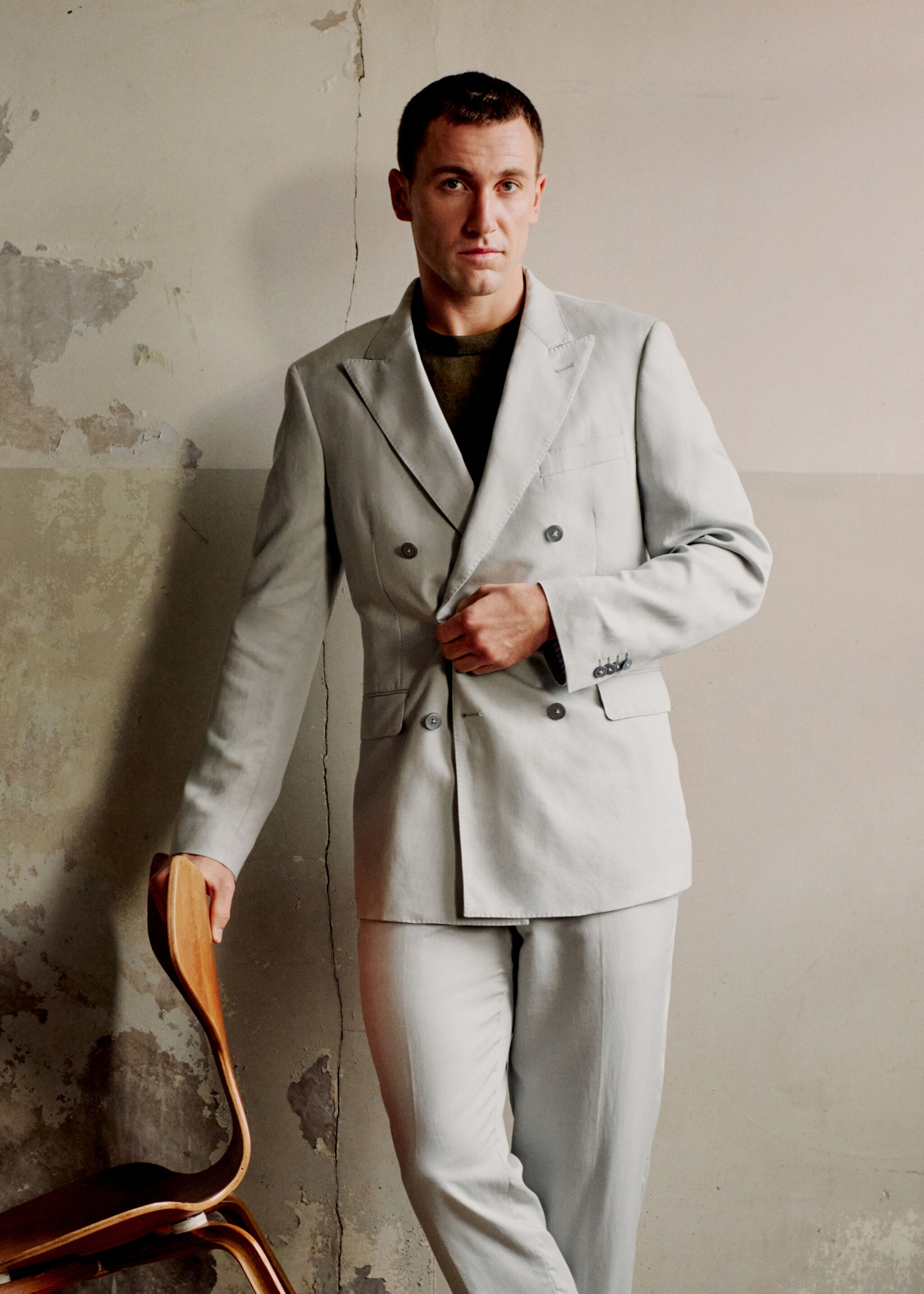 Veste de costume Amalfi slim fit croisée - Détail de l'article 9, Bleu ciel. Ref: 27035937-03.