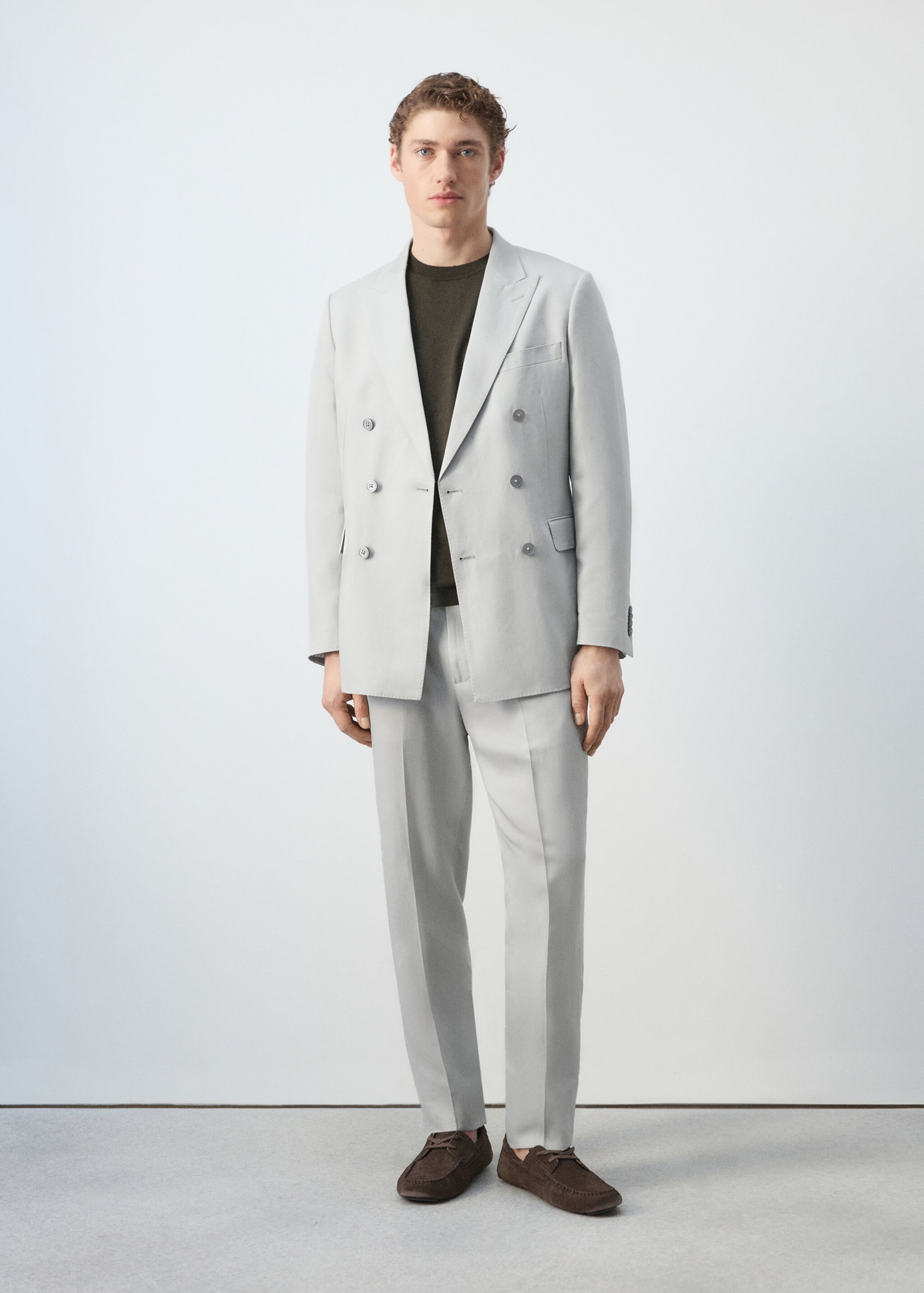 Veste de costume Amalfi slim fit croisée - Plan général, Bleu ciel. Ref: 27035937-03.