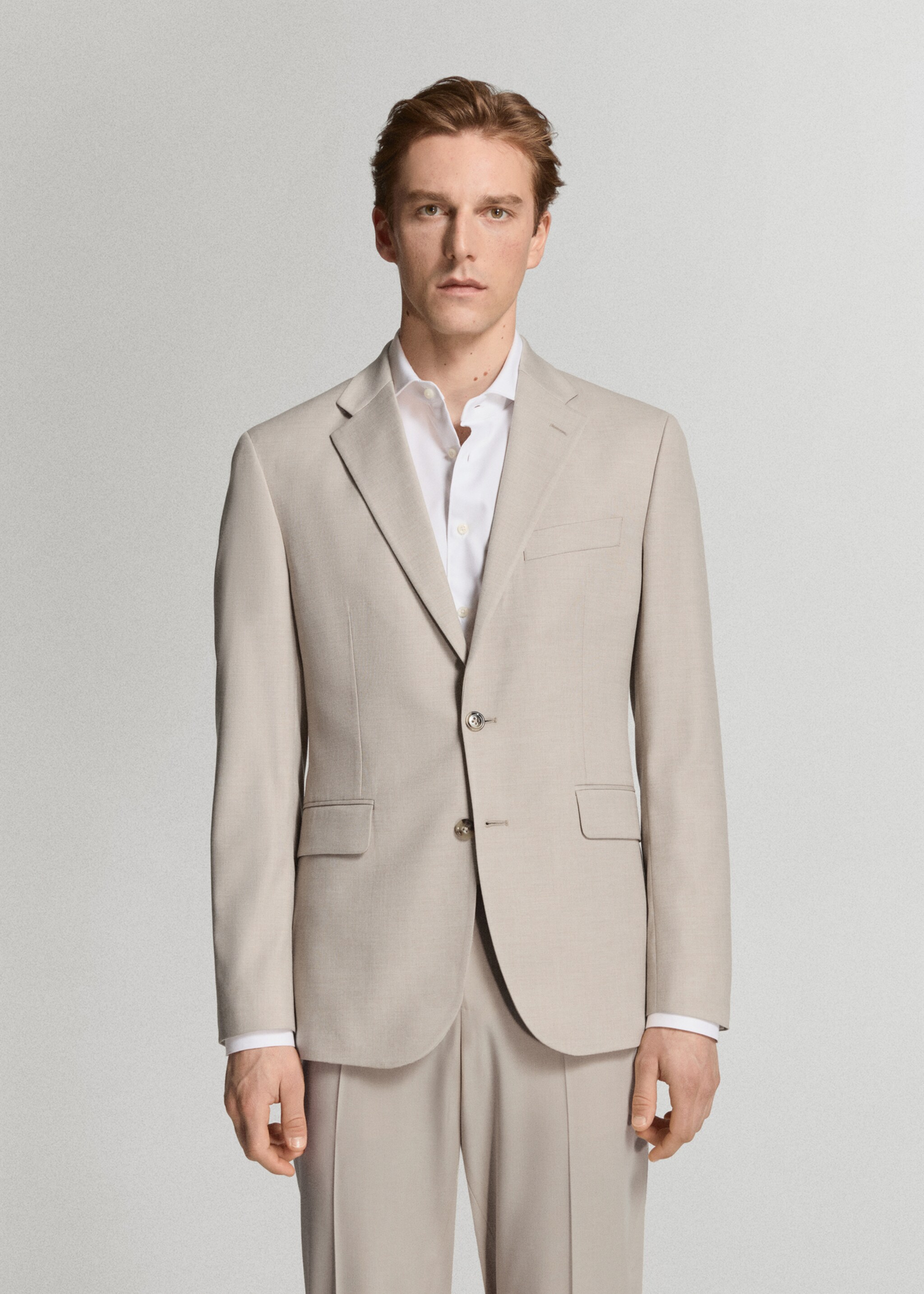Veste costume Milán slim-fit - Plan moyen, Beige. Ref: 27035940-01.