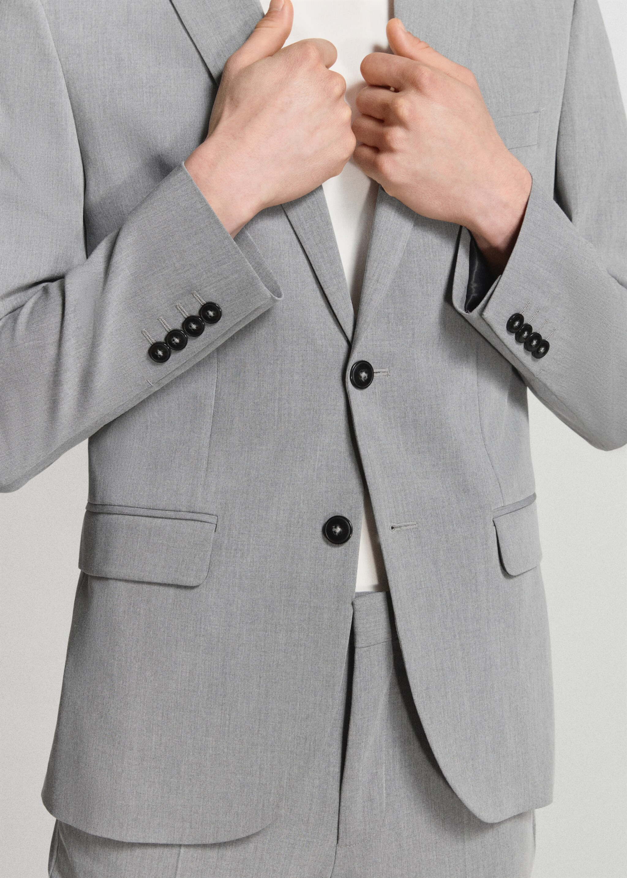 Super slim-fit suit jacket in stretch fabric - Details of the article 3, Grey. Ref: 27041196-02.