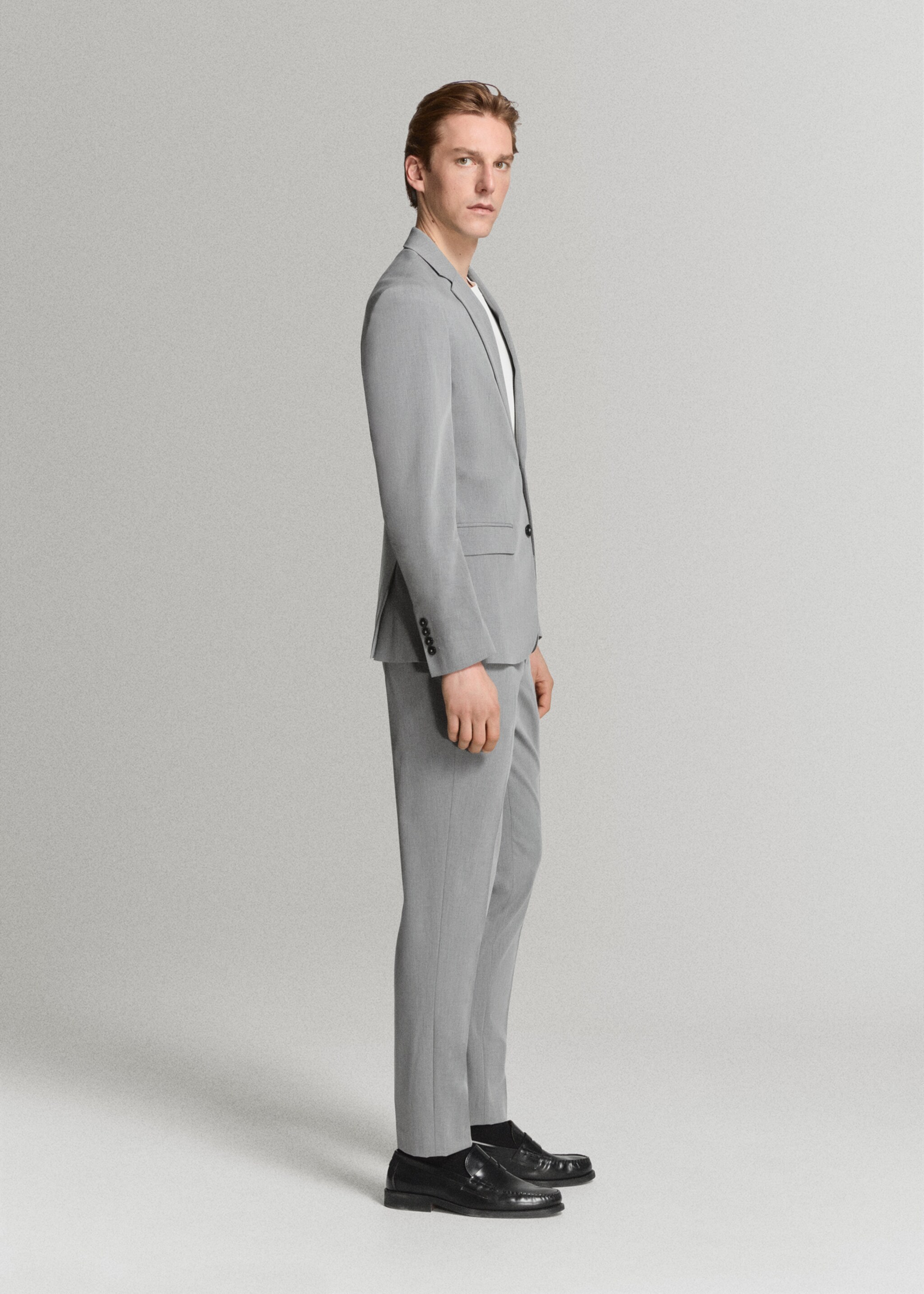 Super slim-fit suit jacket in stretch fabric - Details of the article 4, Grey. Ref: 27041196-02.