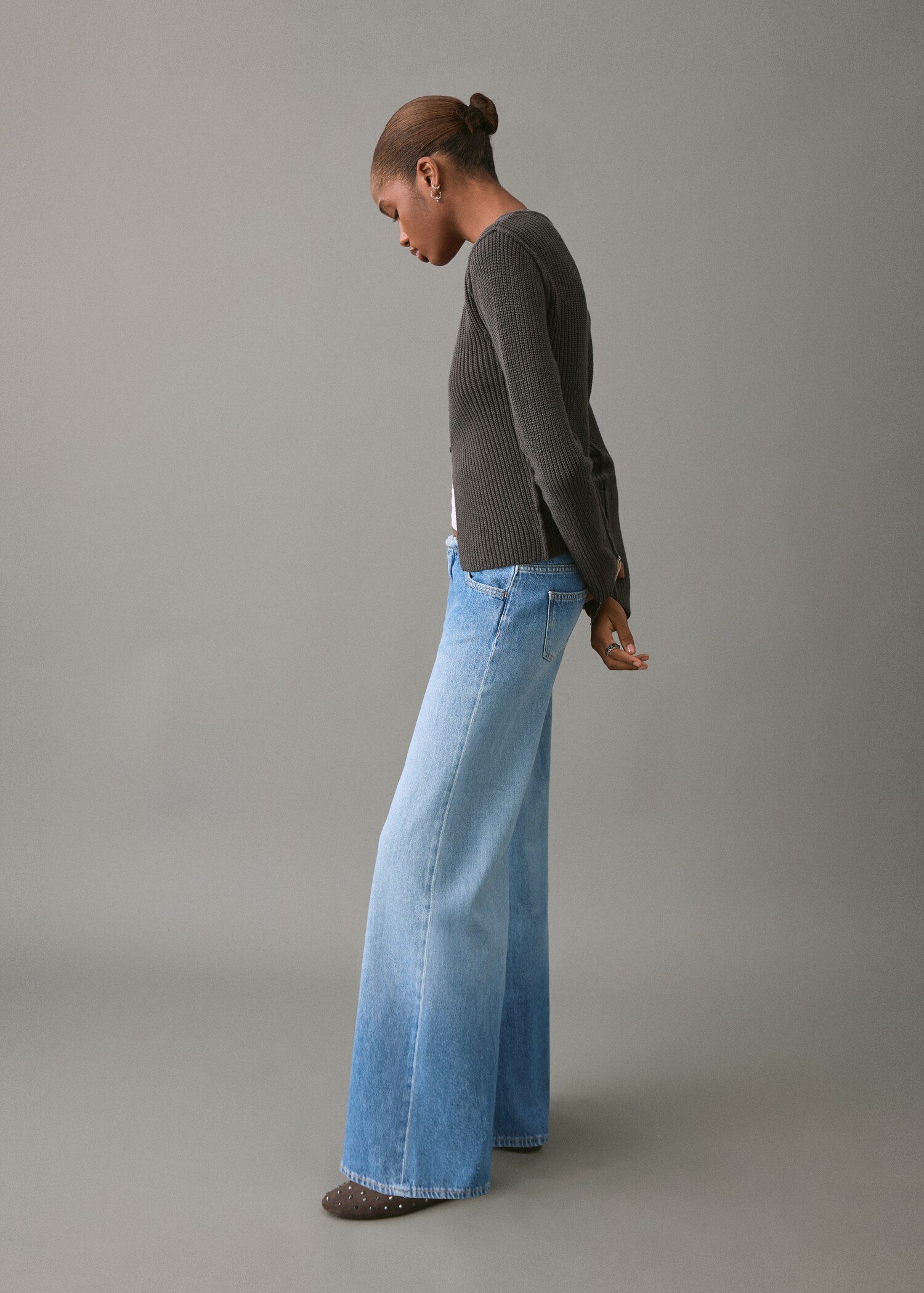 Low-waist wide-leg jeans - Medium plane