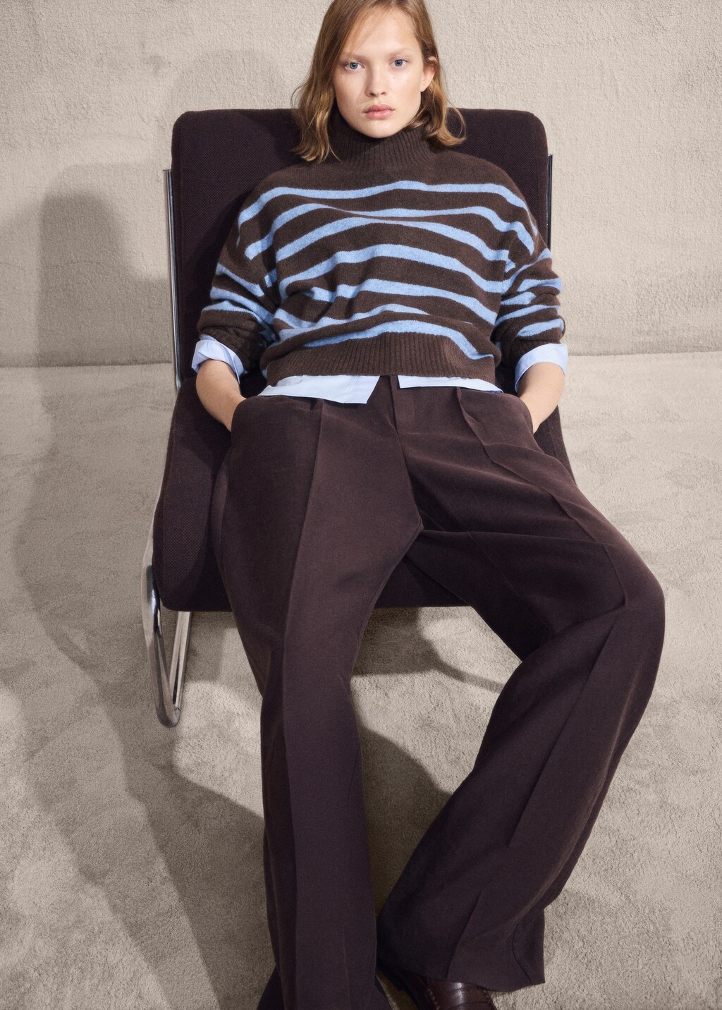 Oversized striped turtleneck sweater