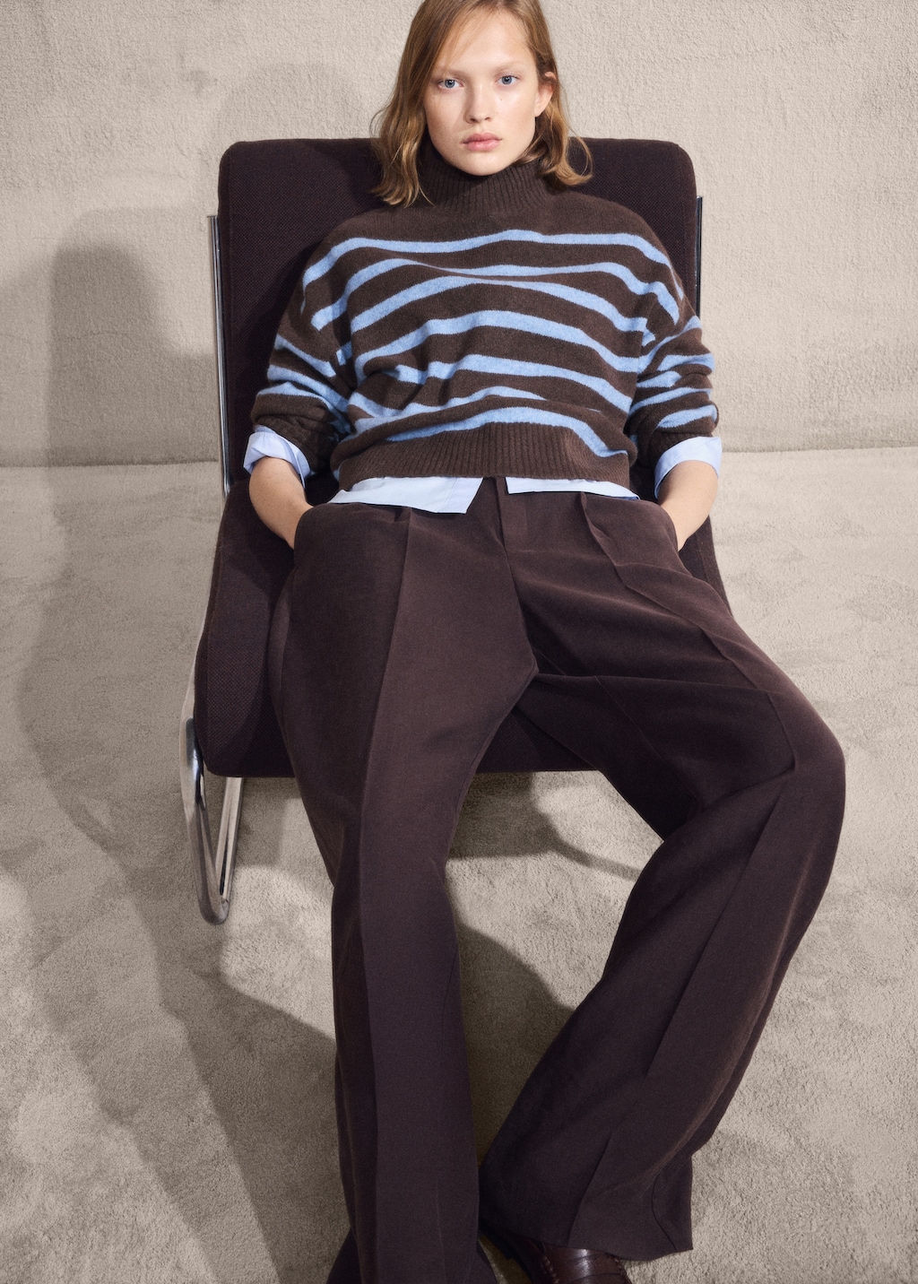 Oversized striped turtleneck sweater