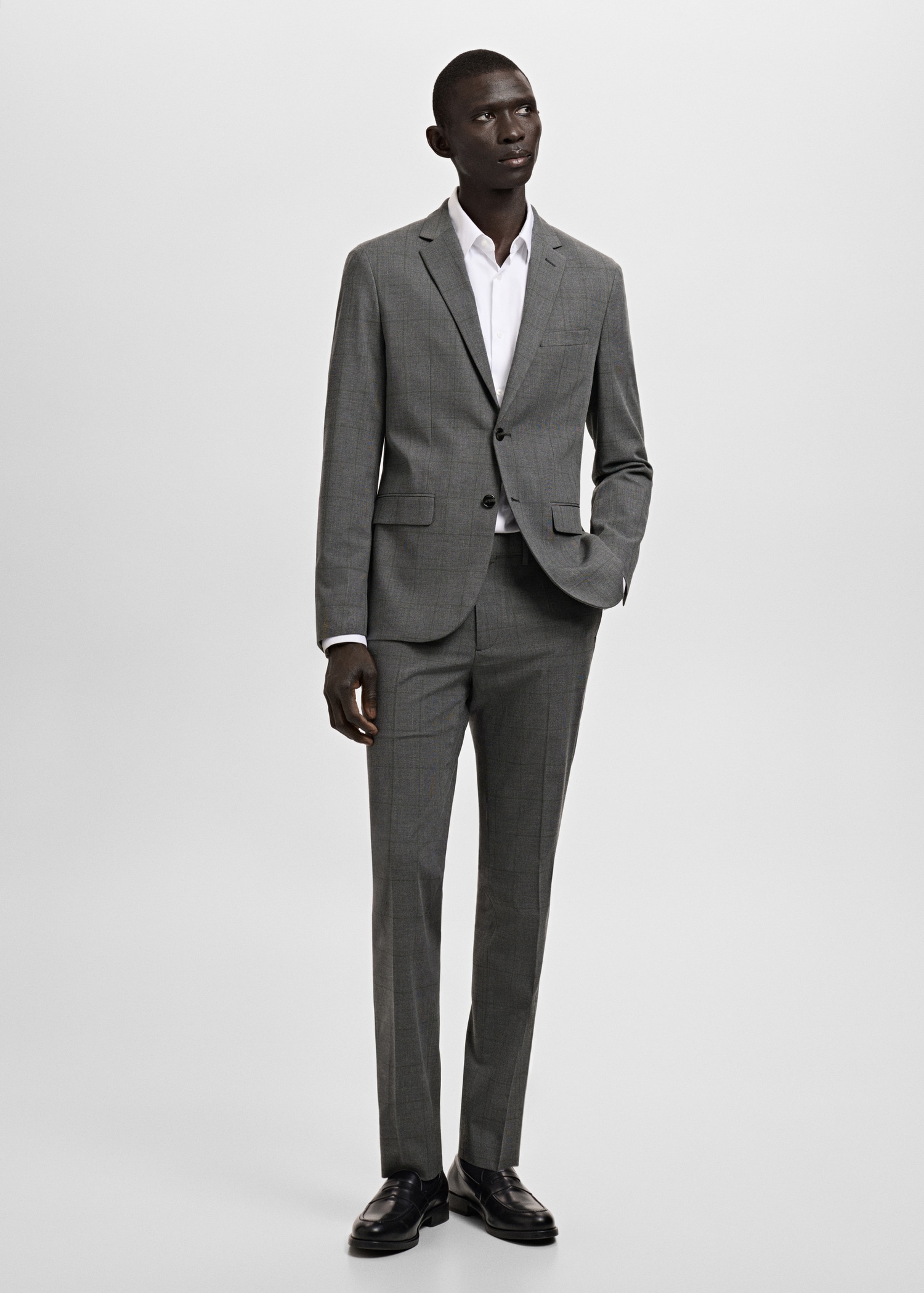 Stretch fabric super slim-fit suit trousers - General plane
