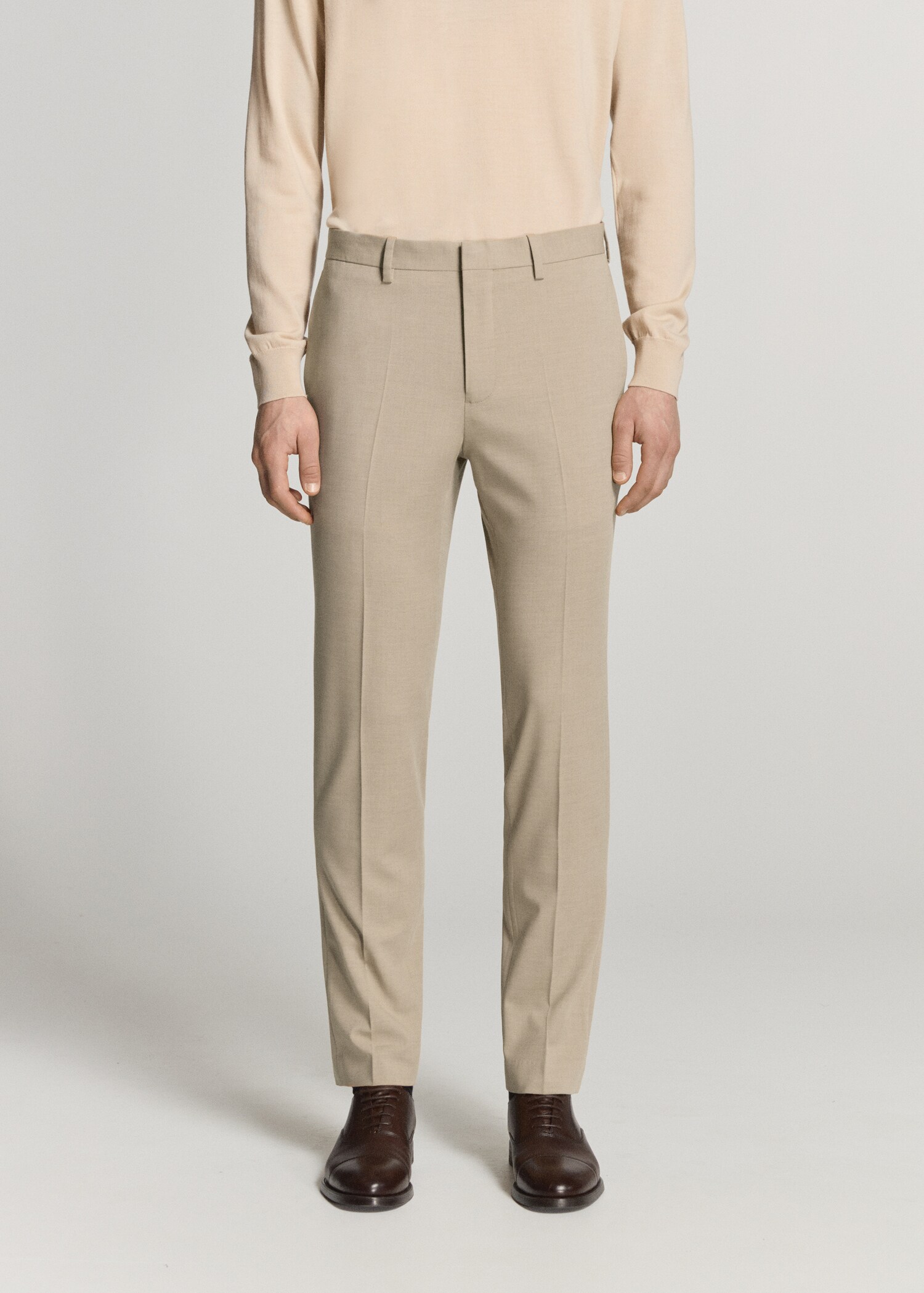 Stretch fabric super slim-fit suit trousers - Medium plane