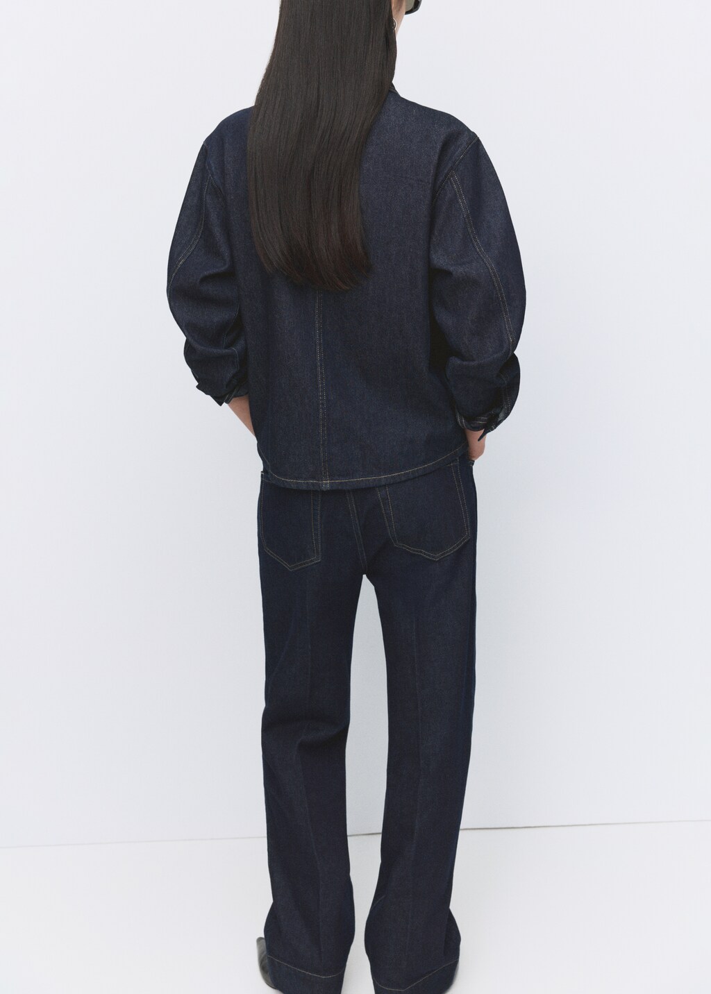 Denim shirt with flap pockets