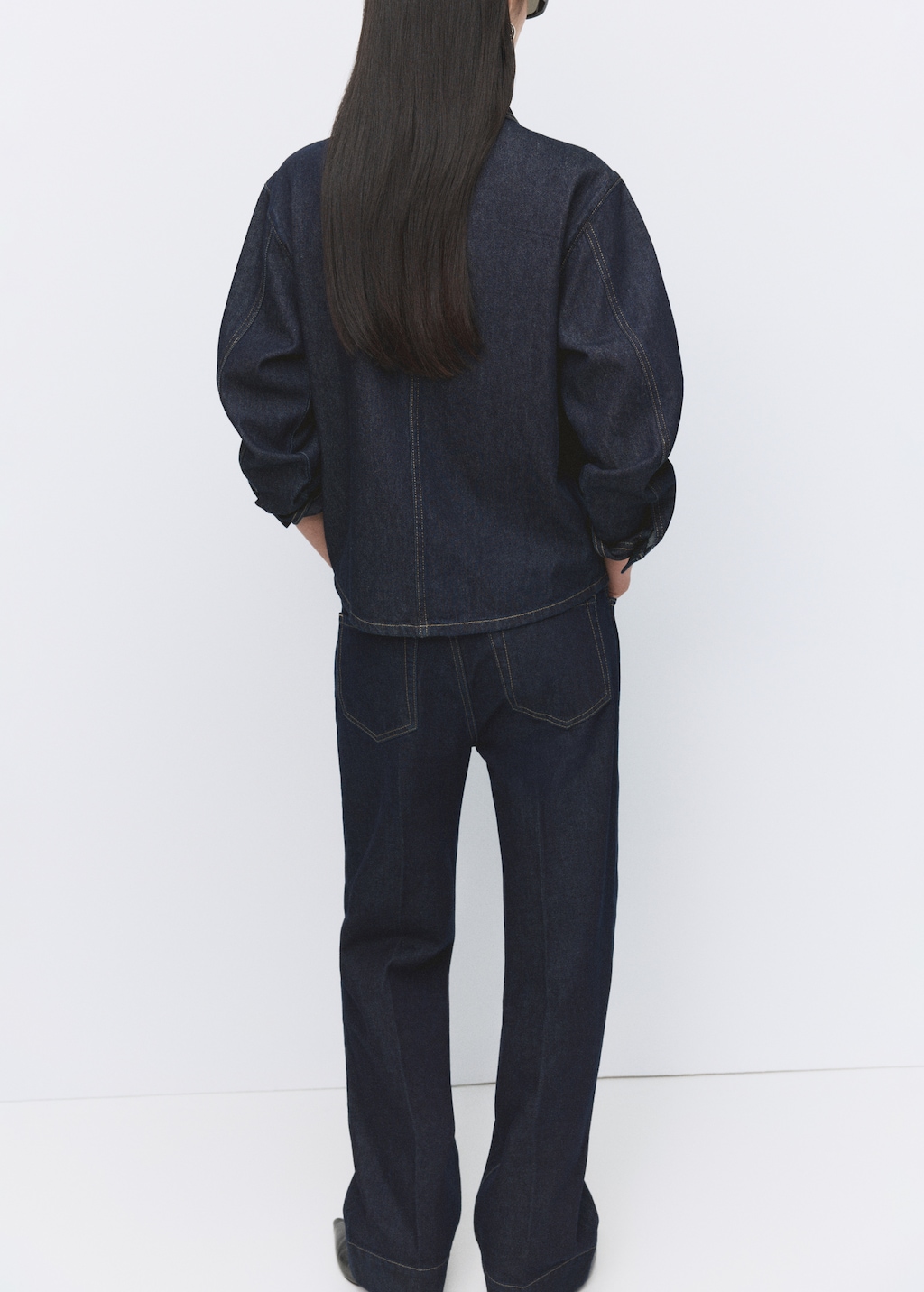 Denim shirt with flap pockets