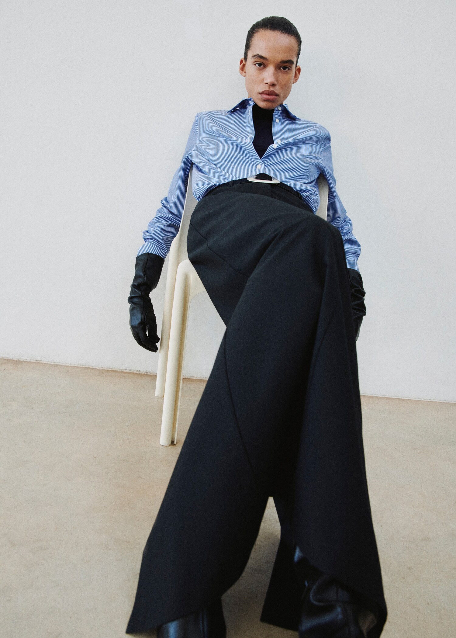 Cotton and lyocell blend straight shirt - Details of the article 1