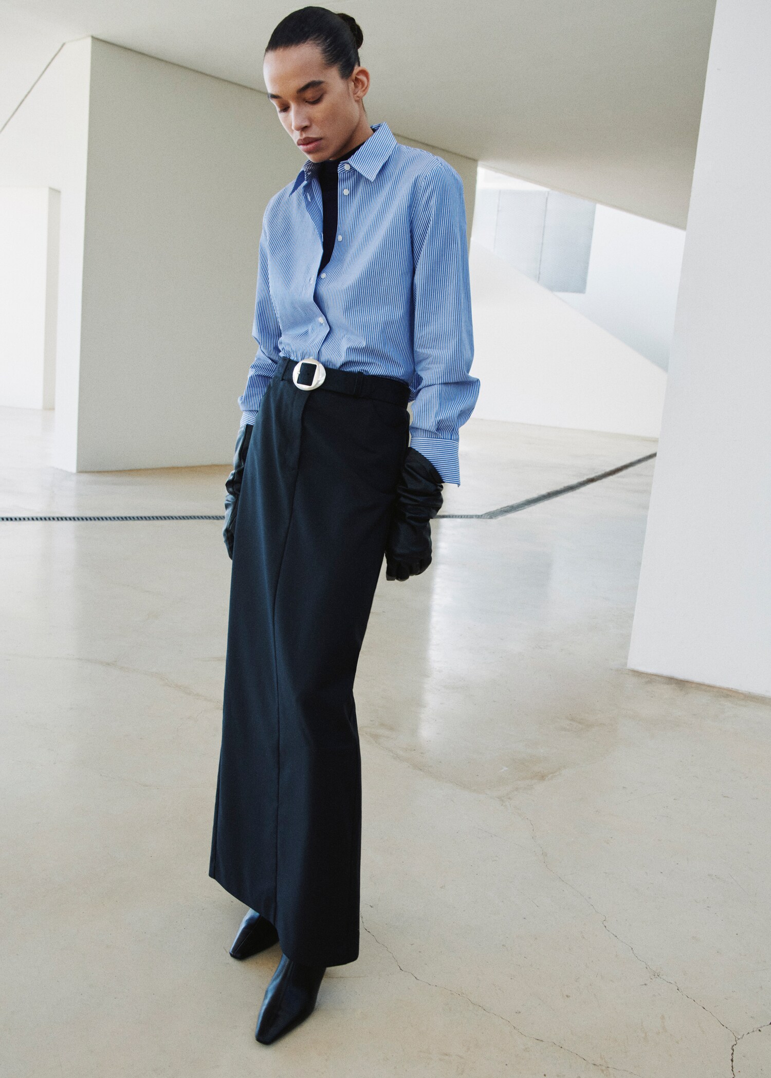 Cotton and lyocell blend straight shirt - General plane