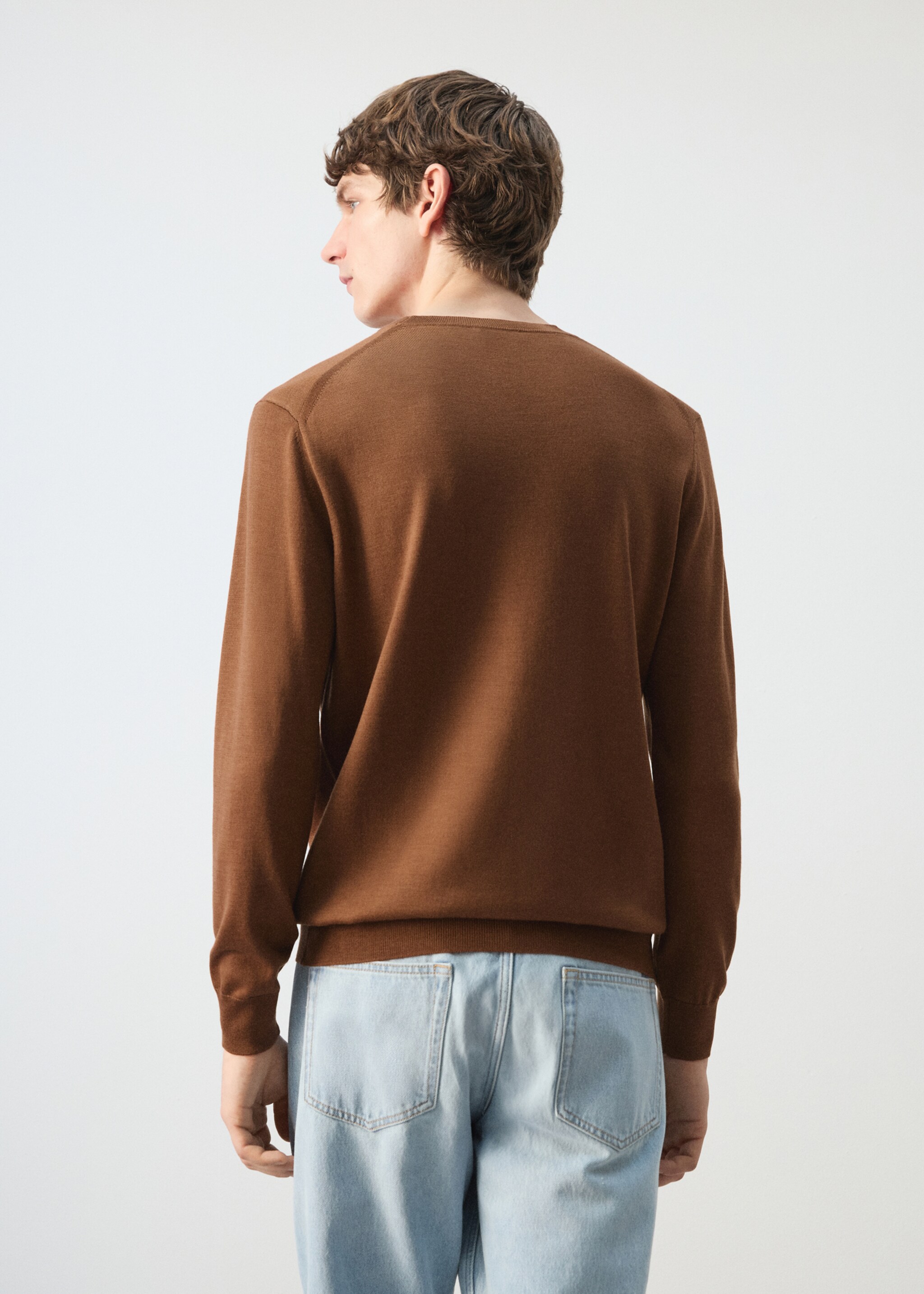 Pull 100 % laine maille fine - Verso de l’article, Caramel. Ref: 27041284-01.