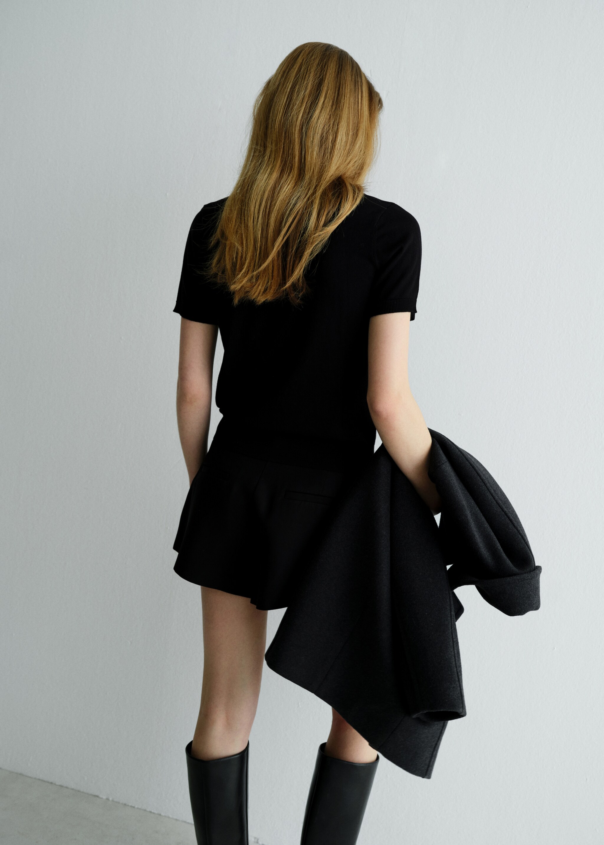 Polo neck sweater - Reverse of the article, Black. Ref: 27044087-03.