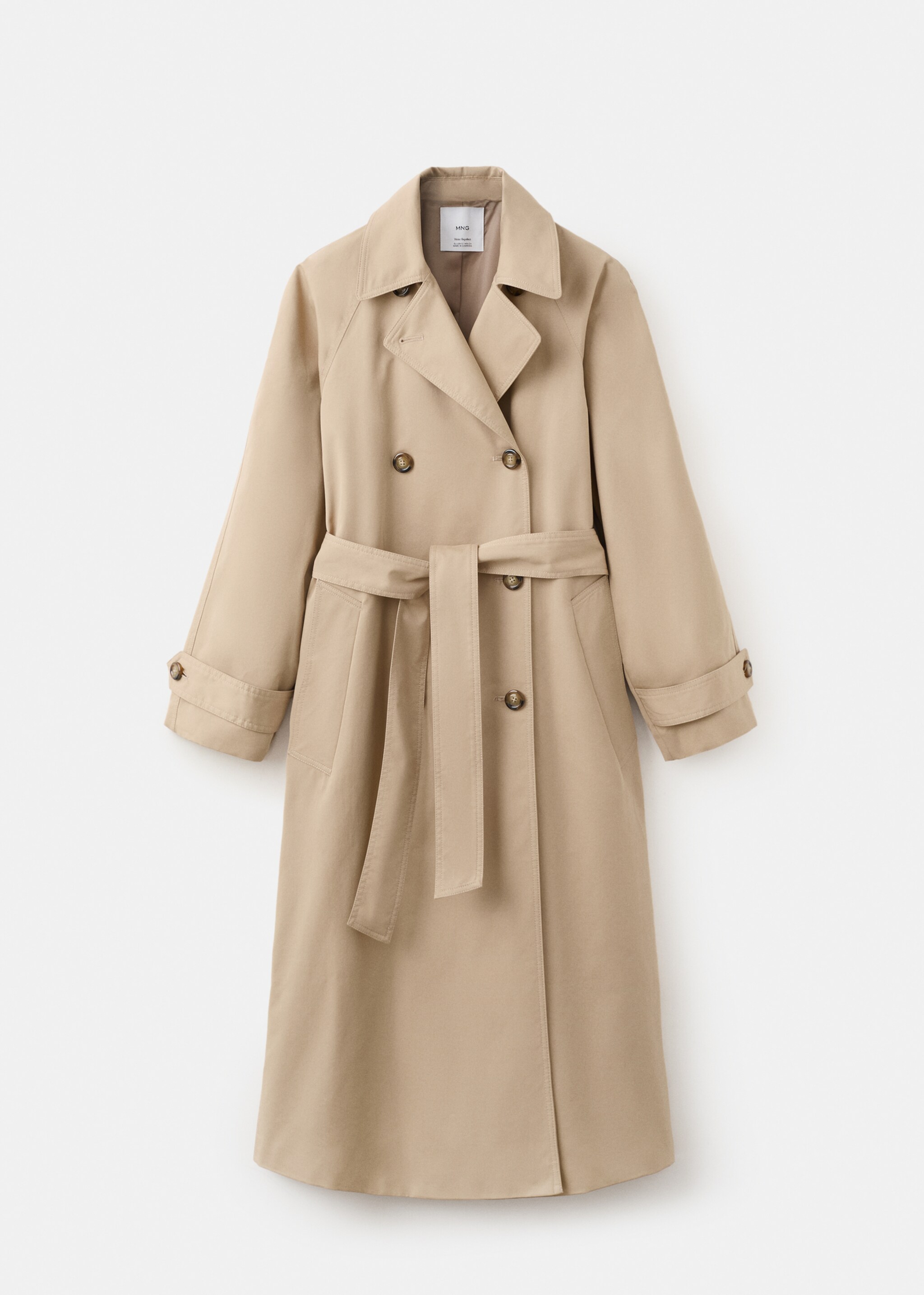 Long double-breasted trench coat - Article without model, Beige. Ref: 27044774-01.