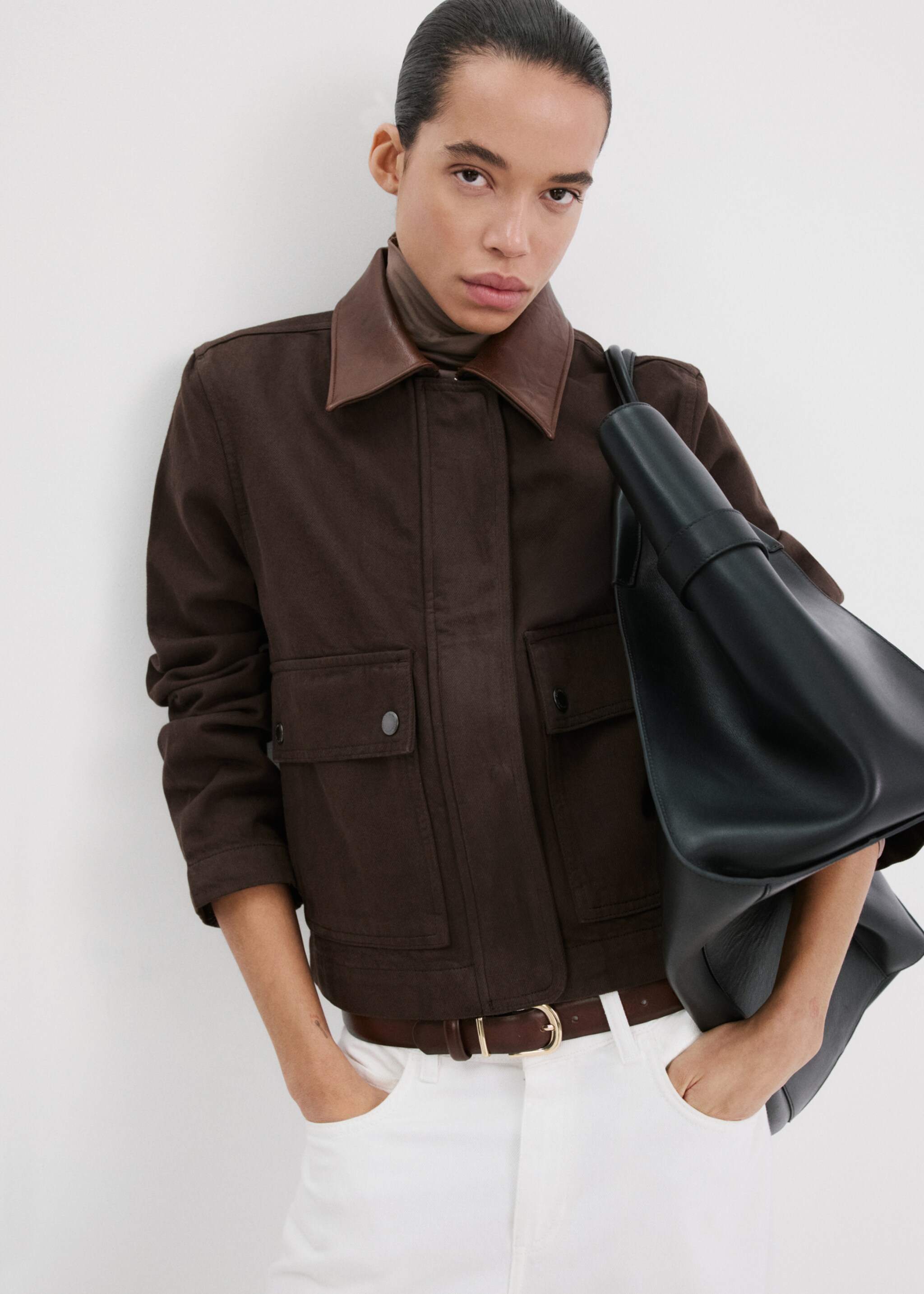 Kontrast yaka denim parka — photo 2