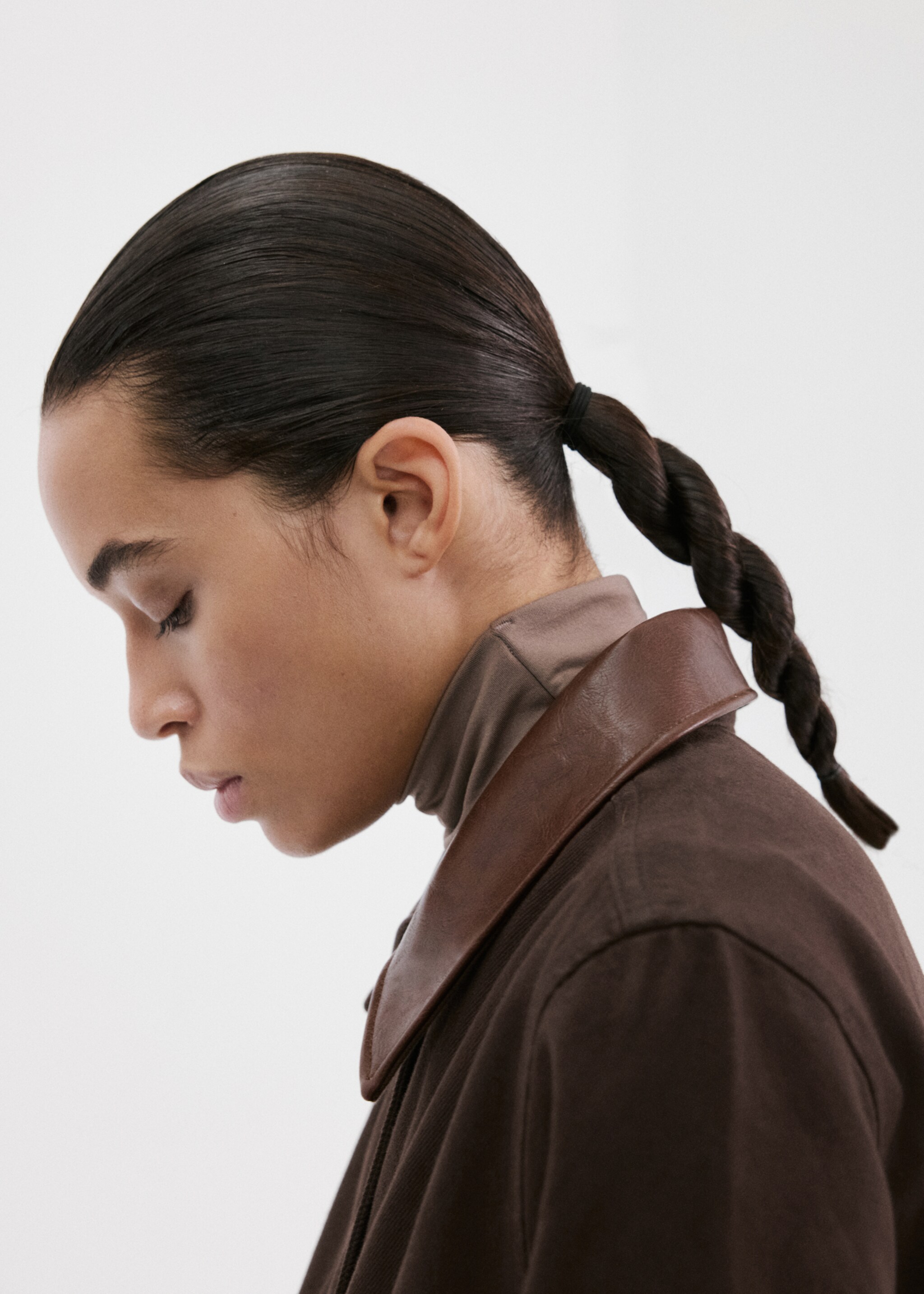 Kontrast yaka denim parka