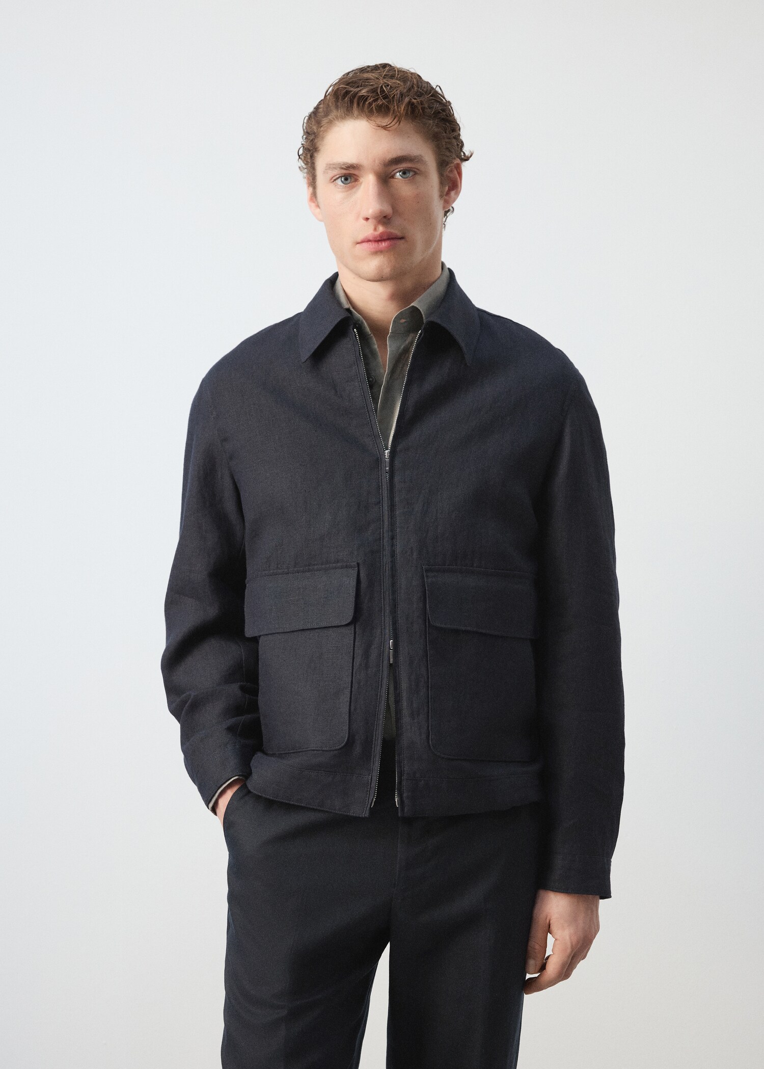 Veste 100 % lin poches - Plan moyen
