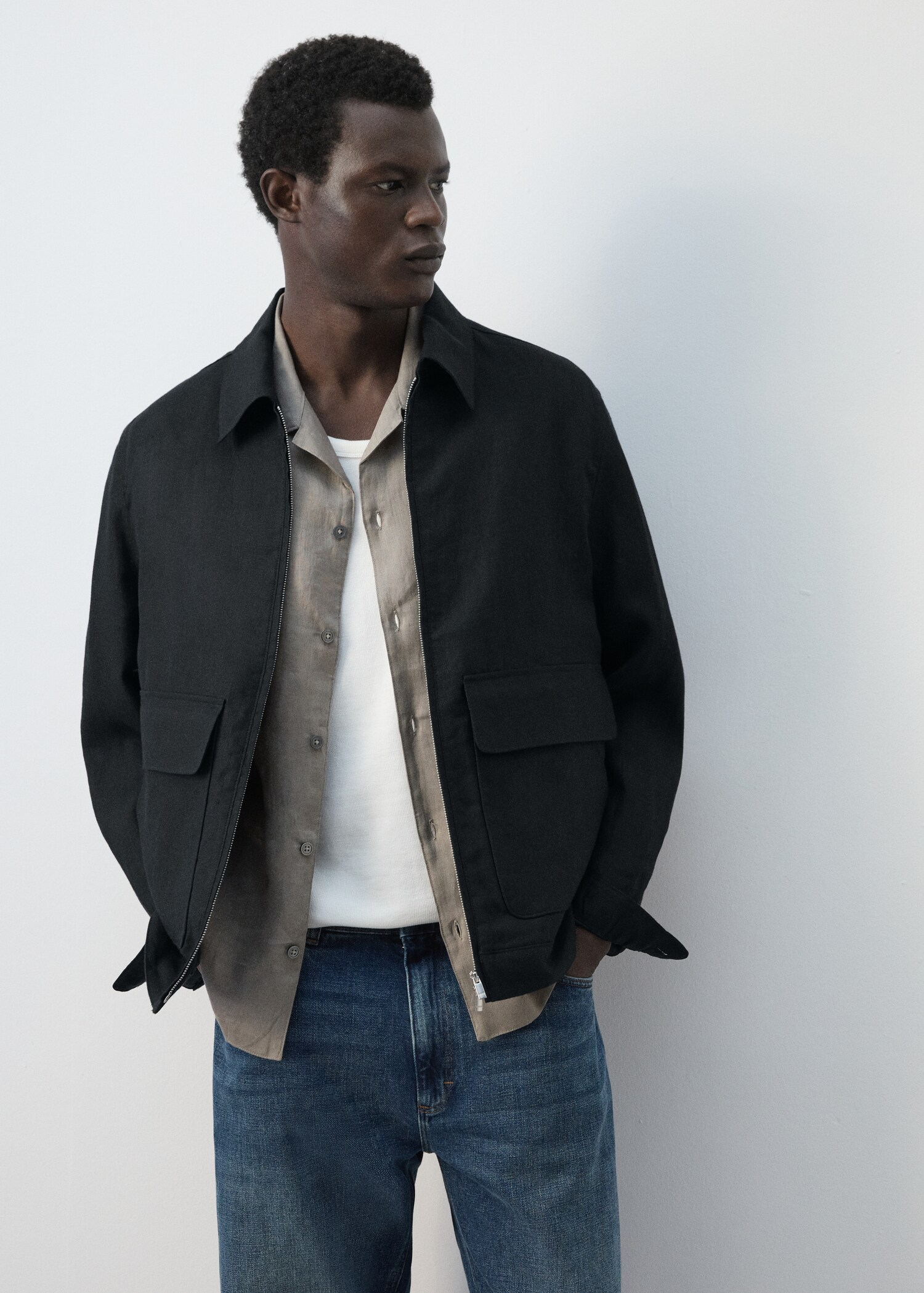 100% linen jacket with pockets - Medium plane