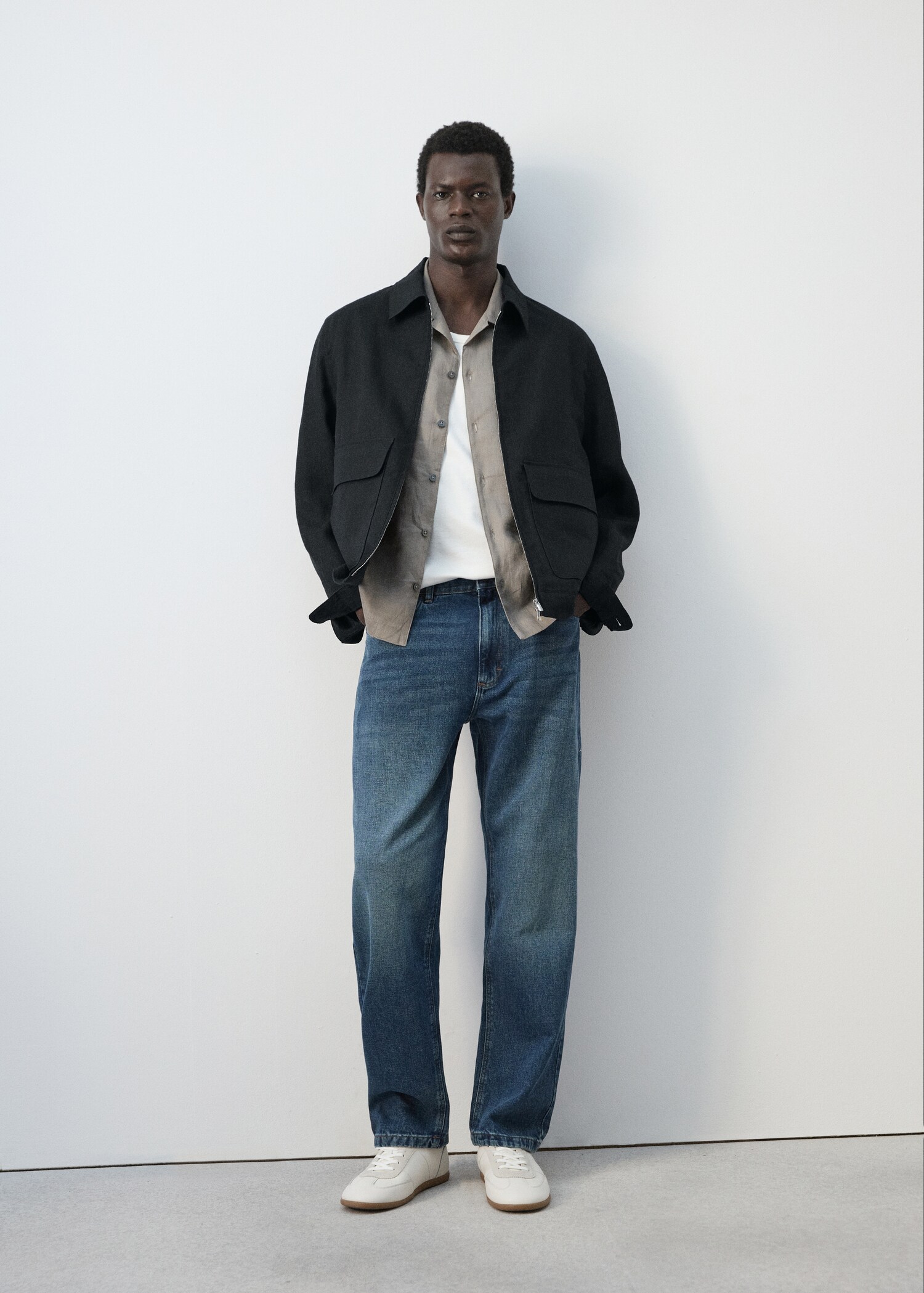 100% linen jacket with pockets - General plane