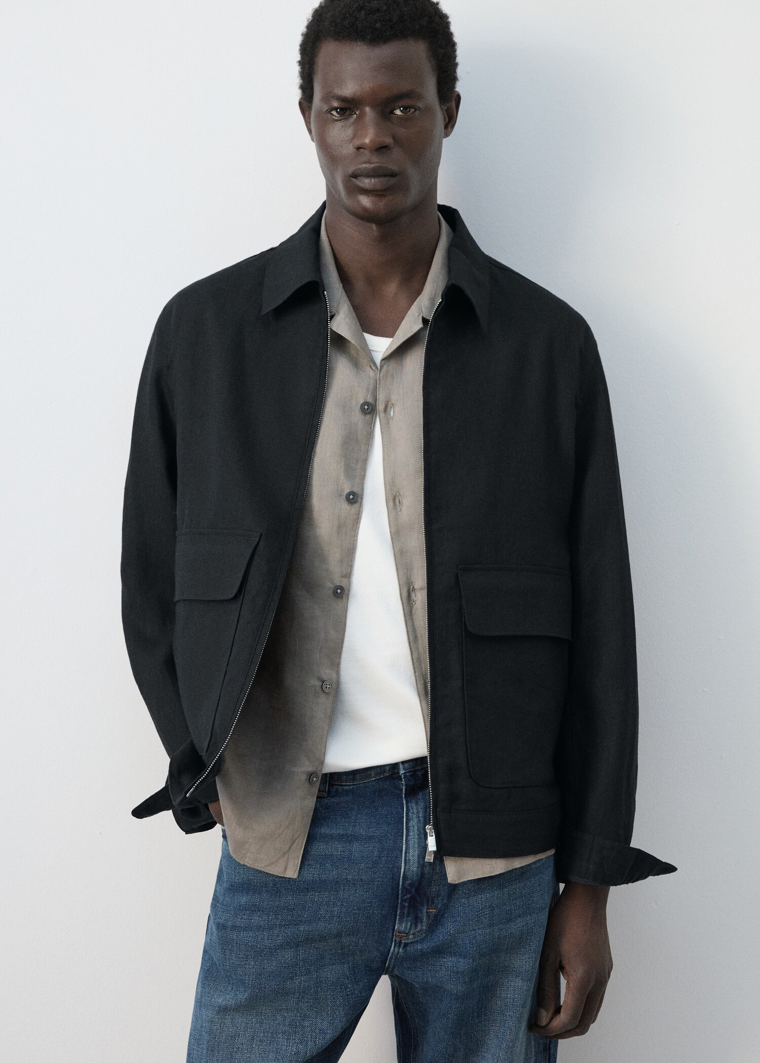 100% linen jacket with pockets - Reverse of the article