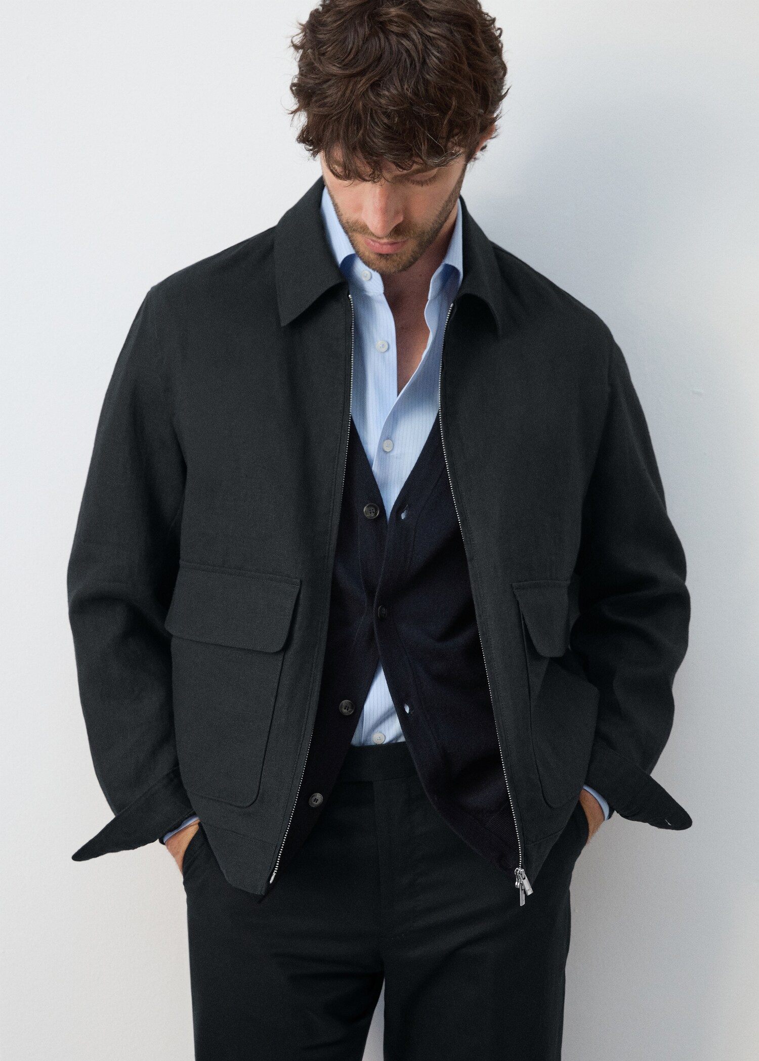 100% linen jacket with pockets - Medium plane