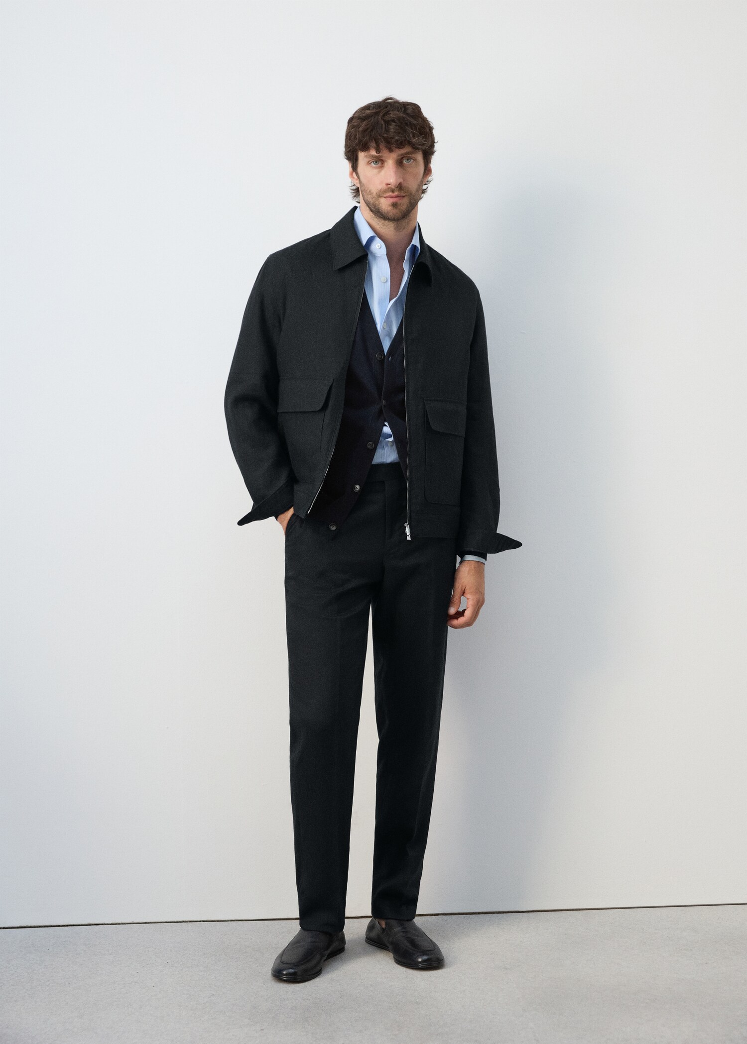 100% linen jacket with pockets - General plane