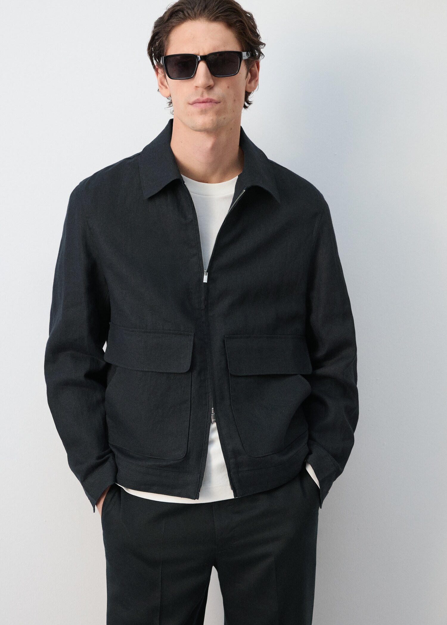 100% linen jacket with pockets - Medium plane