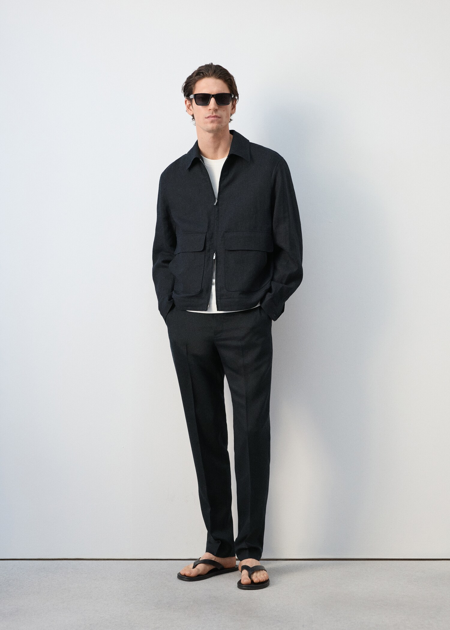 100% linen jacket with pockets - General plane