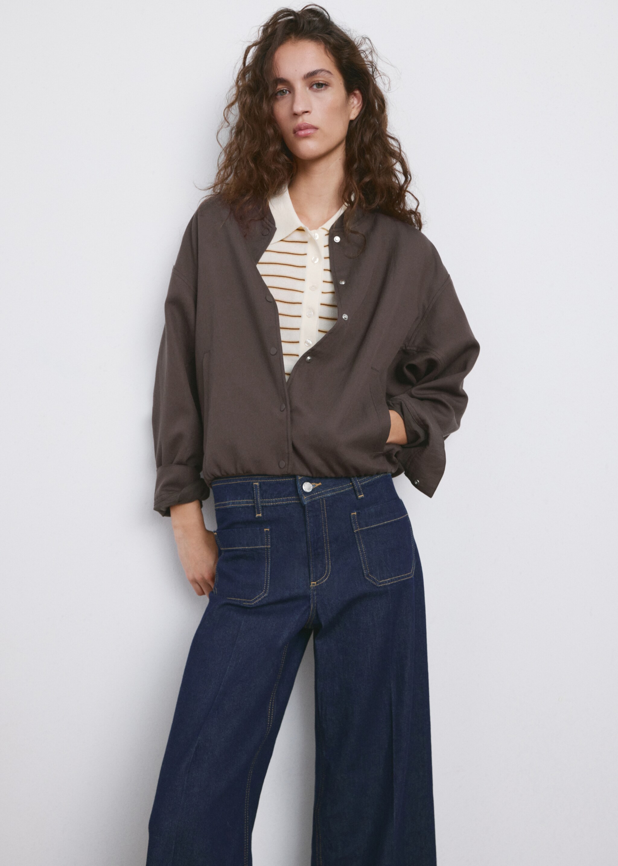 Lyocell bomber jacket - Details of the article 2, Purple. Ref: 27046346-01.