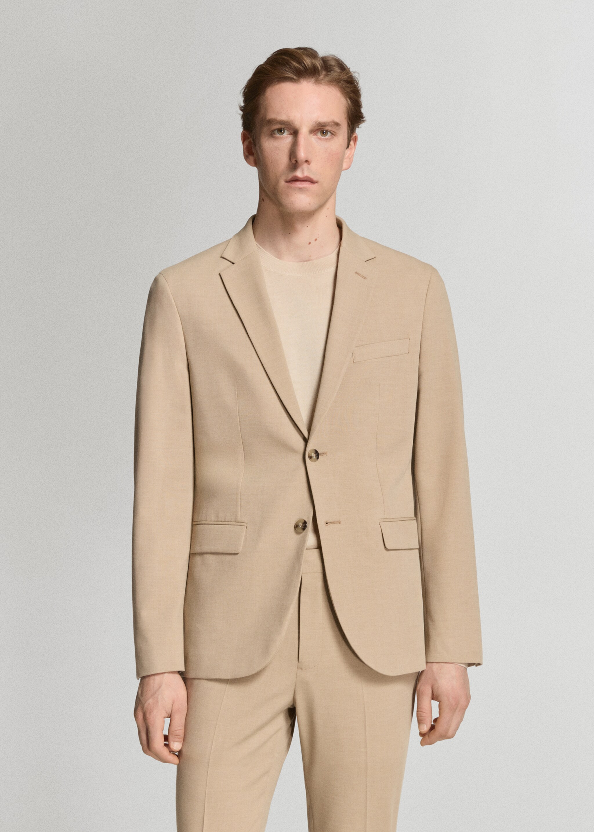 Костюмный пиджак París super slim fit - Средний план, Бежевый. Ref: 27051225-01.