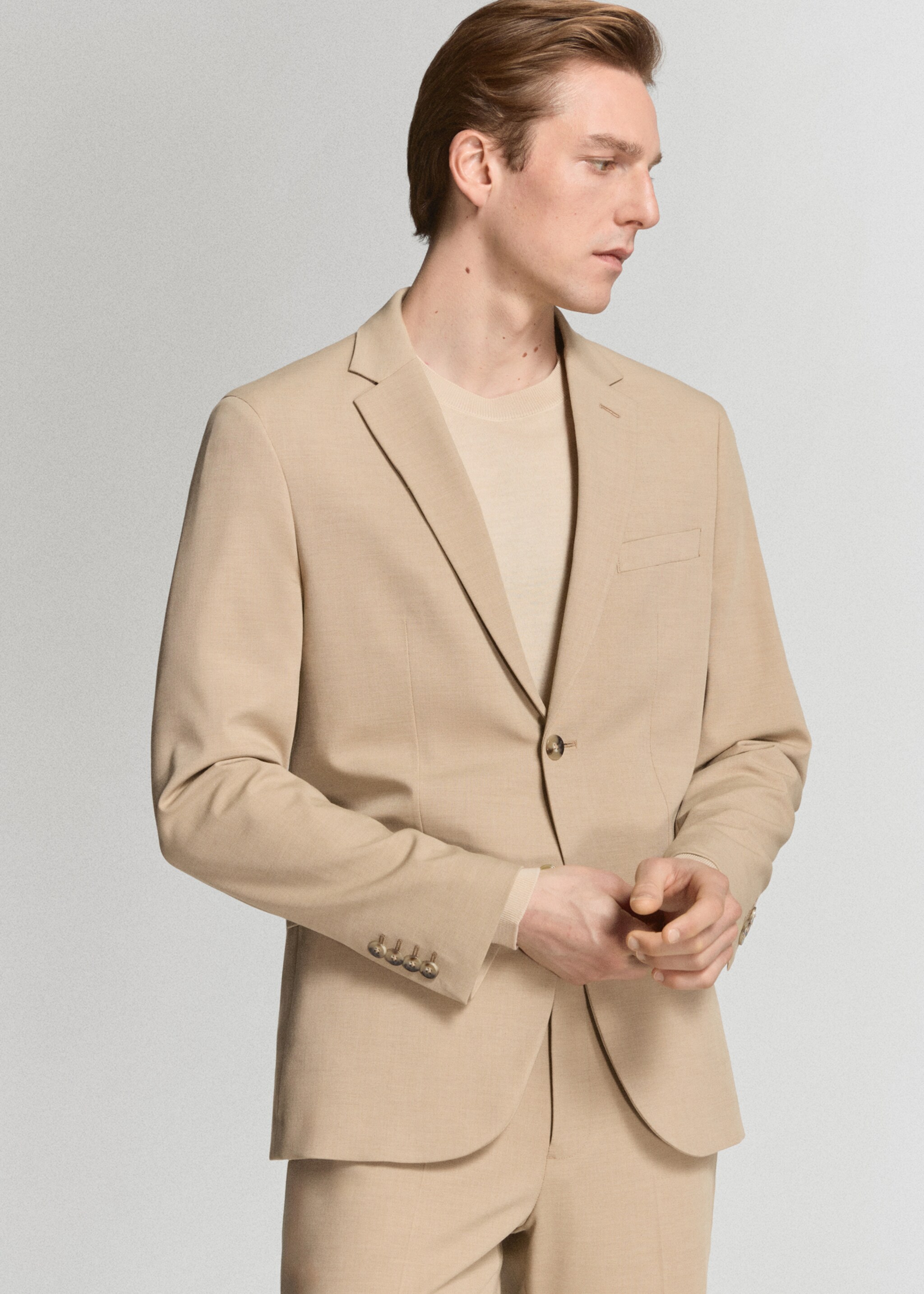 Костюмный пиджак París super slim fit - Деталь изделия 3, Бежевый. Ref: 27051225-01.