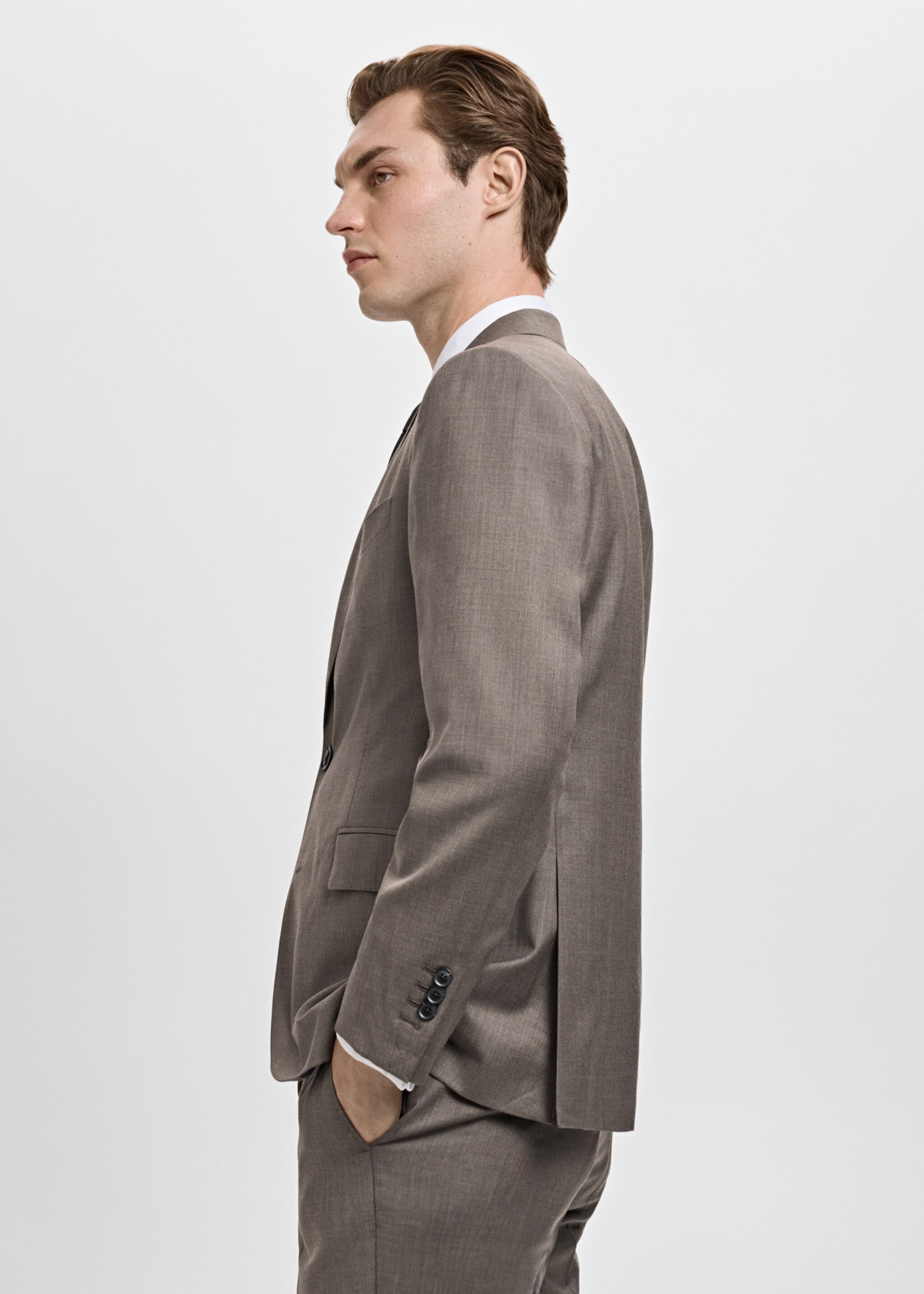 Americana traje Venecia 100% lana virgen - Detalle del artículo 4, Marrón medio. Ref: 27051226-02.