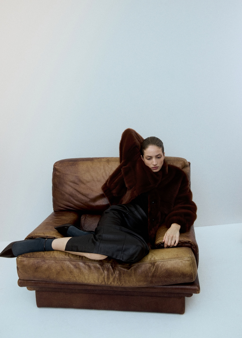 Faux-fur jacket with pockets