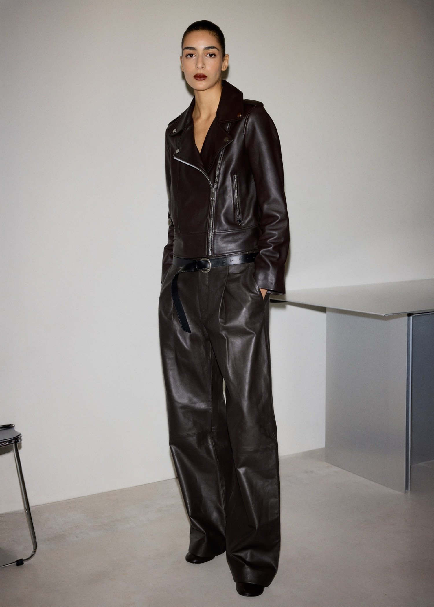 Leather biker jacket - General plane