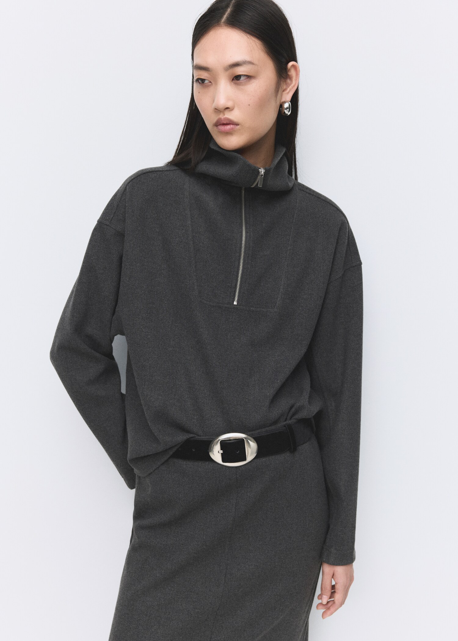 Turtleneck sweatshirt with zip - Medium plane