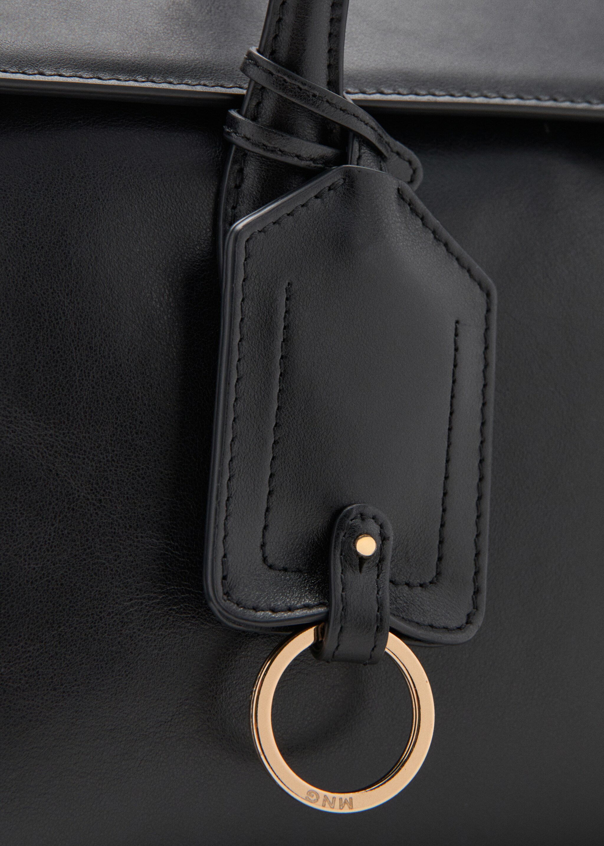 Leather shoulder bag with charms - Details of the article 1, Black. Ref: 27051307-01.