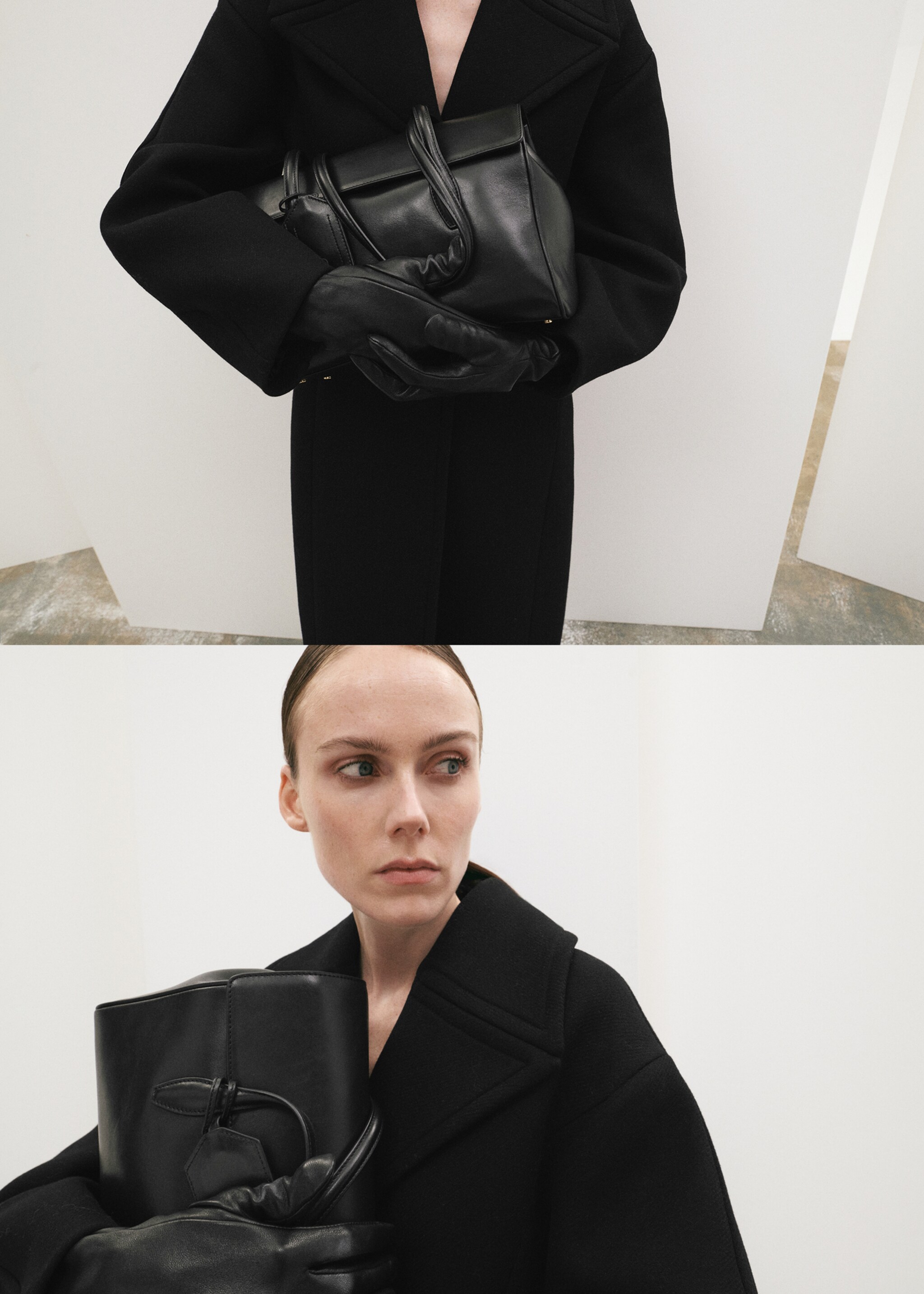 Leather shoulder bag with charms - General plane, Black. Ref: 27051307-01.