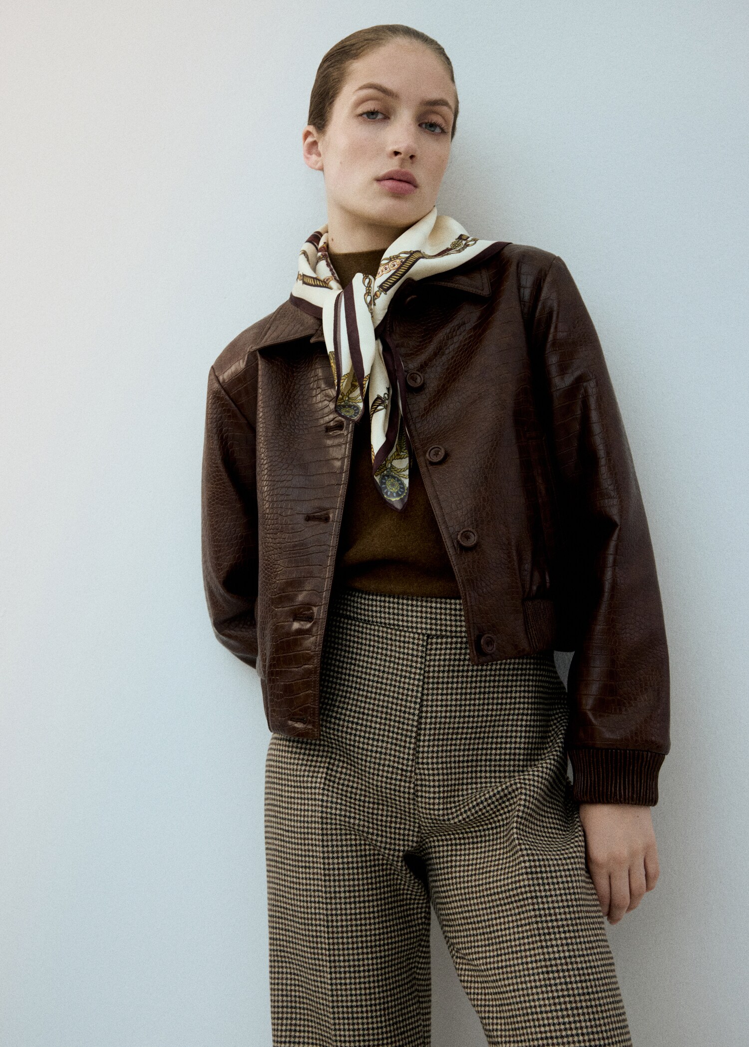 Houndstooth wool-blend trousers - Medium plane