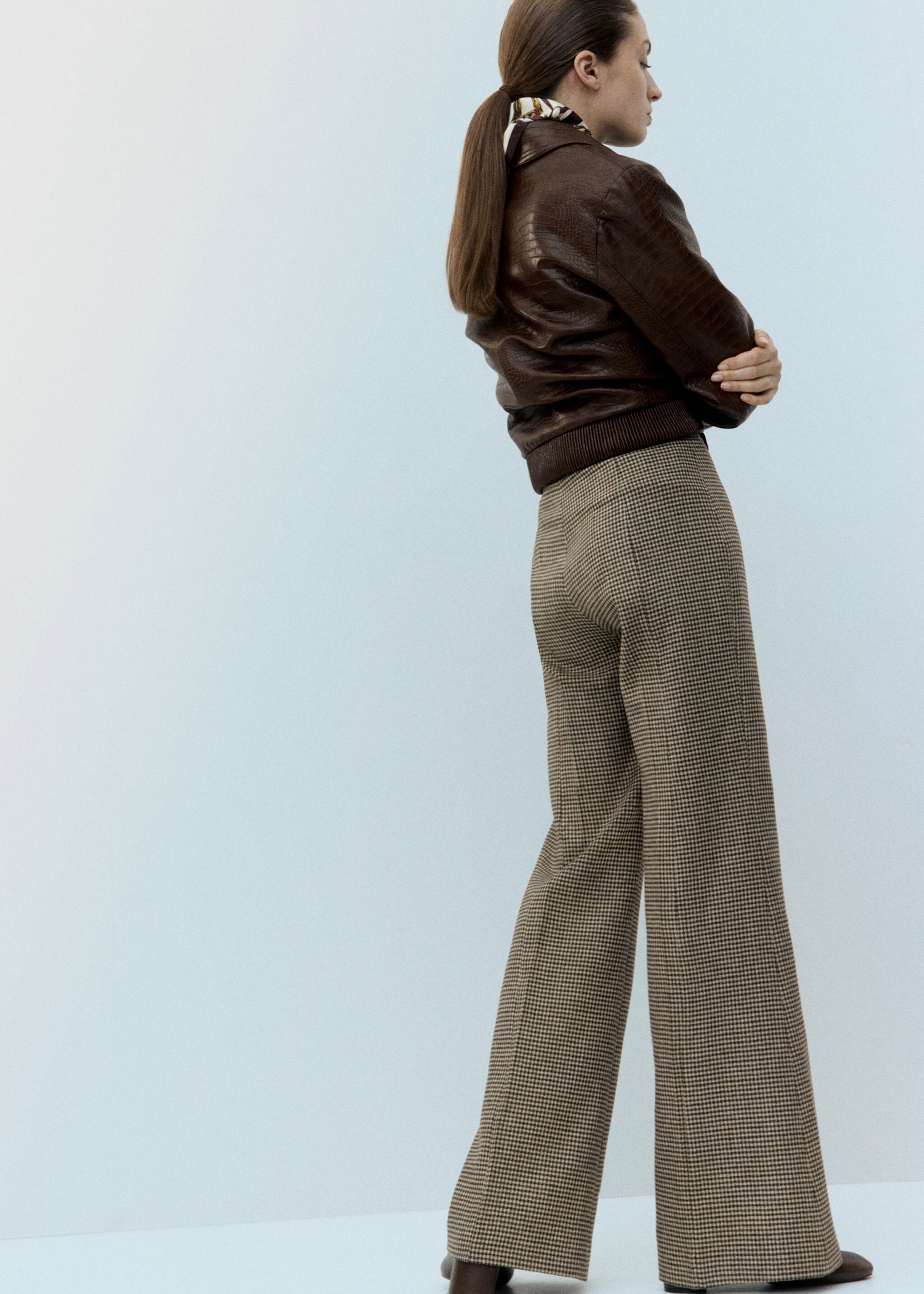 Houndstooth wool-blend trousers - Reverse of the article, Medium Brown. Ref: 27051323-01.