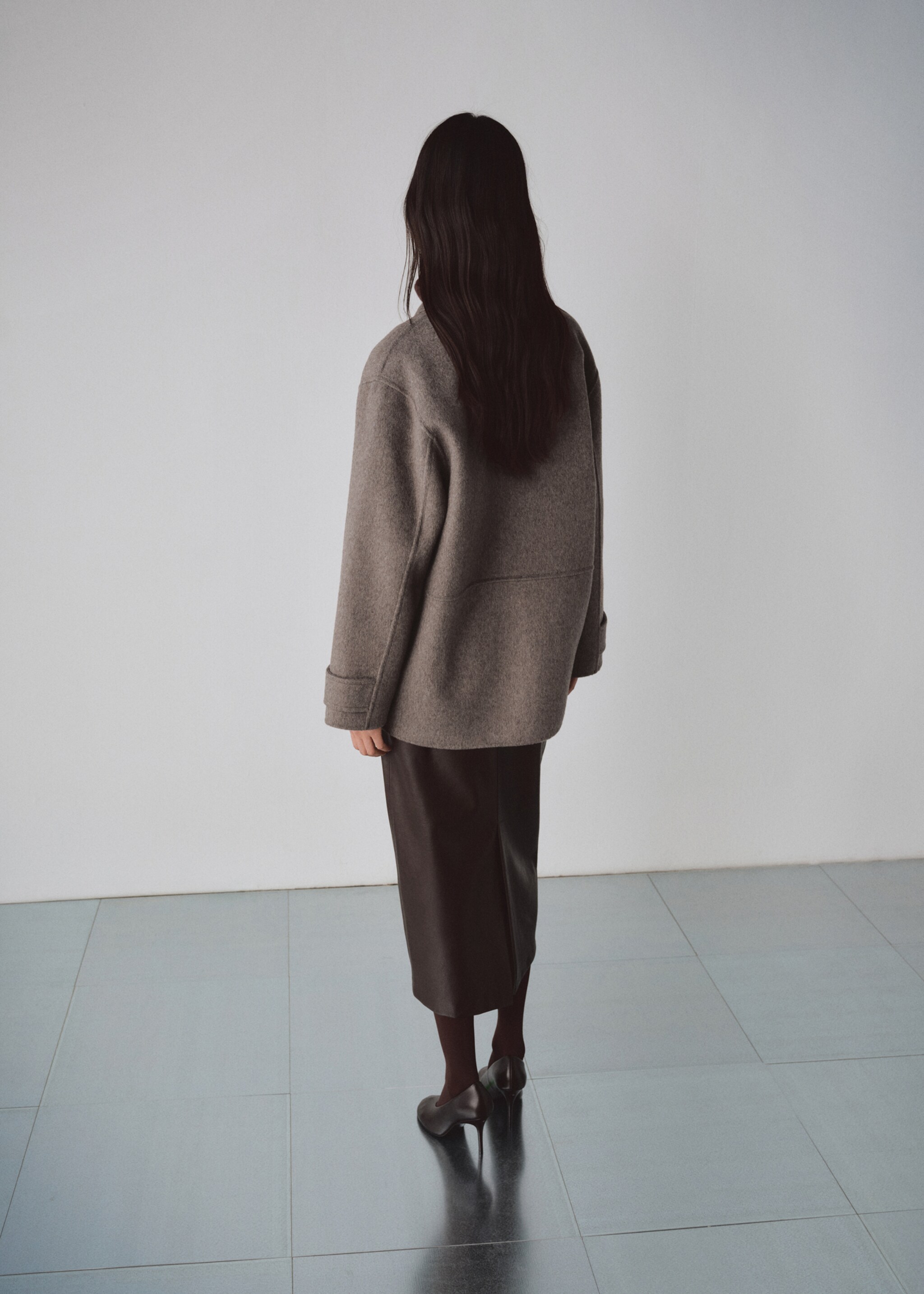 Chaqueta lana bolsillos - Reverso del artículo, Marrón medio. Ref: 27053309-01.