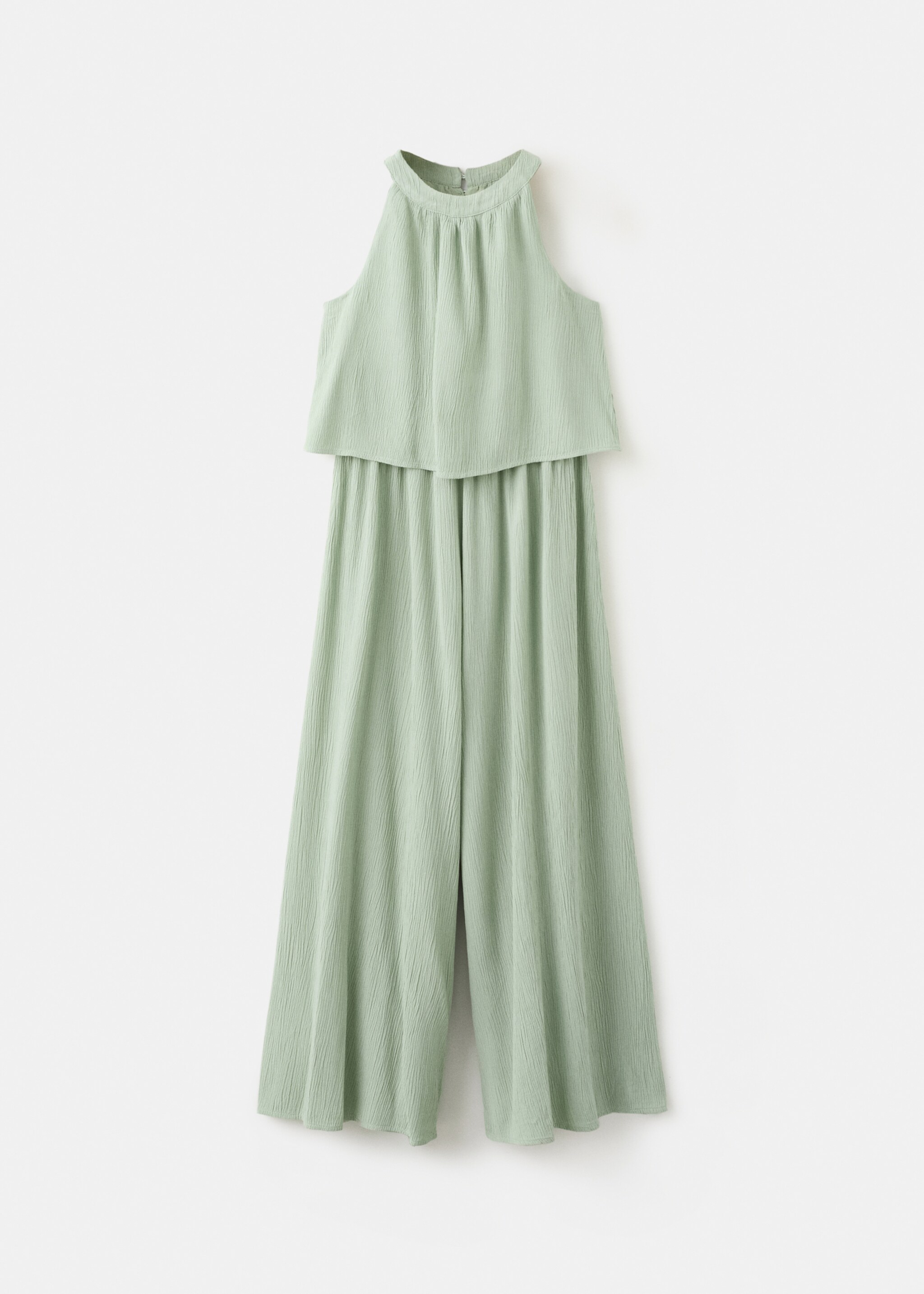 Textured long jumpsuit - Article without model, Green. Ref: 27053723-01.