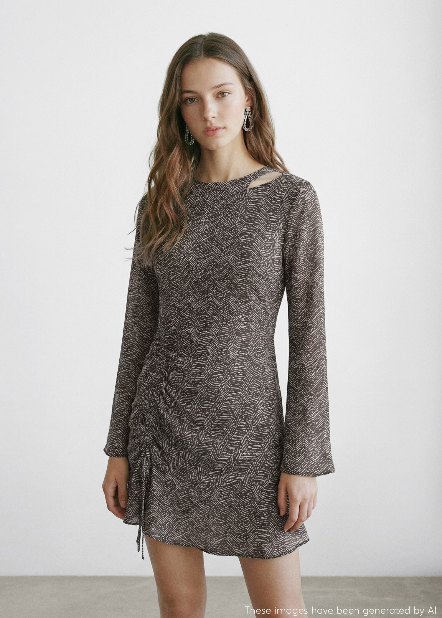 Flowy blommig klänning - Bild av mittparti