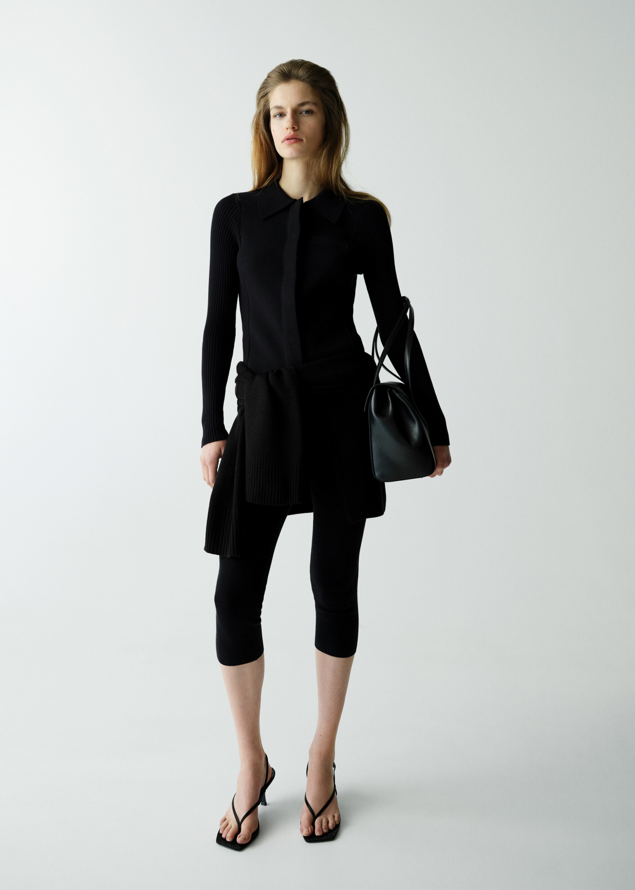 Cardigan rajut dengan kantong - Tampilan Umum, Hitam. Ref: 27054087-03.