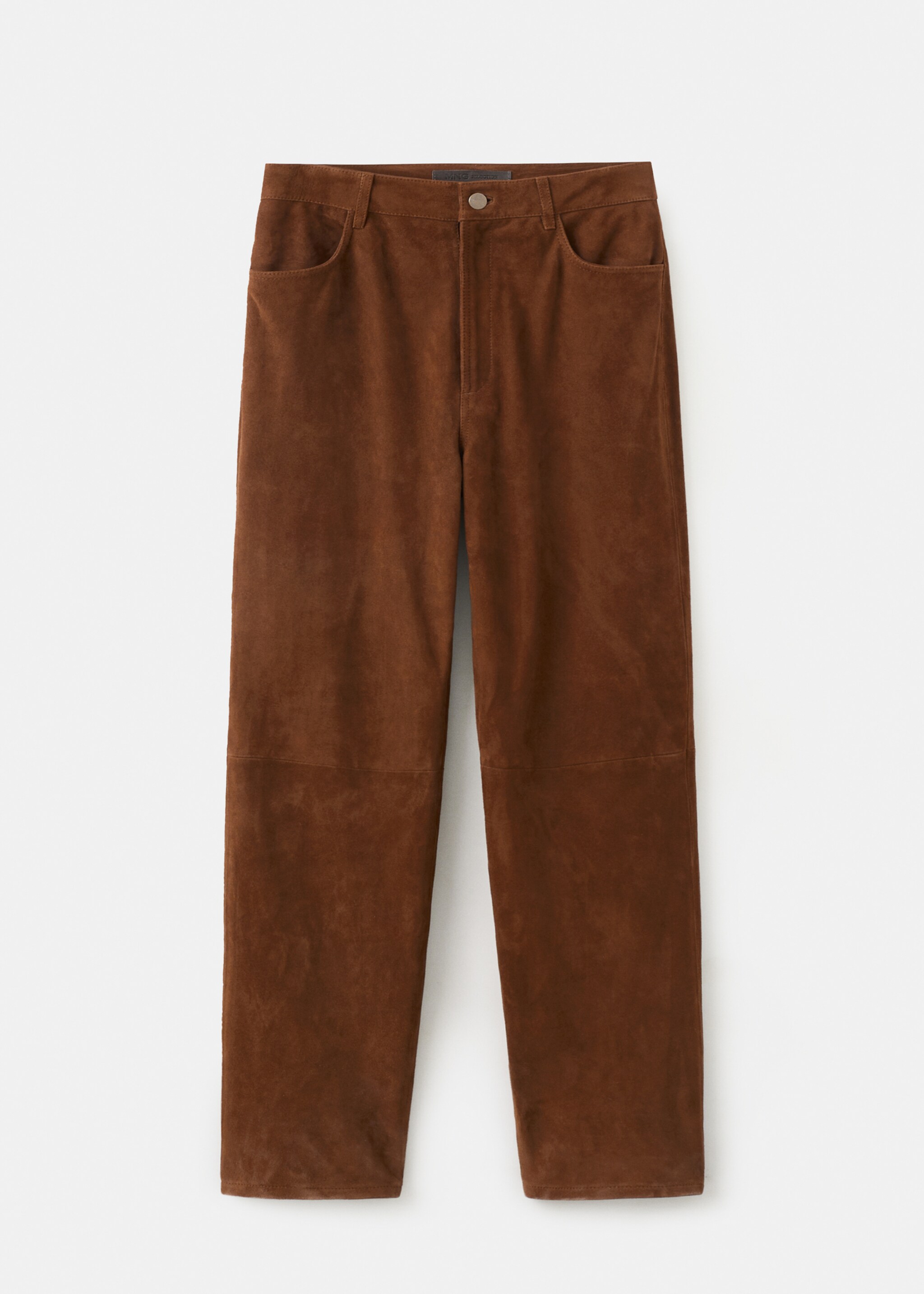 Pantalon droit en cuir - Article sans modèle, Tabac. Ref: 27054433-02.