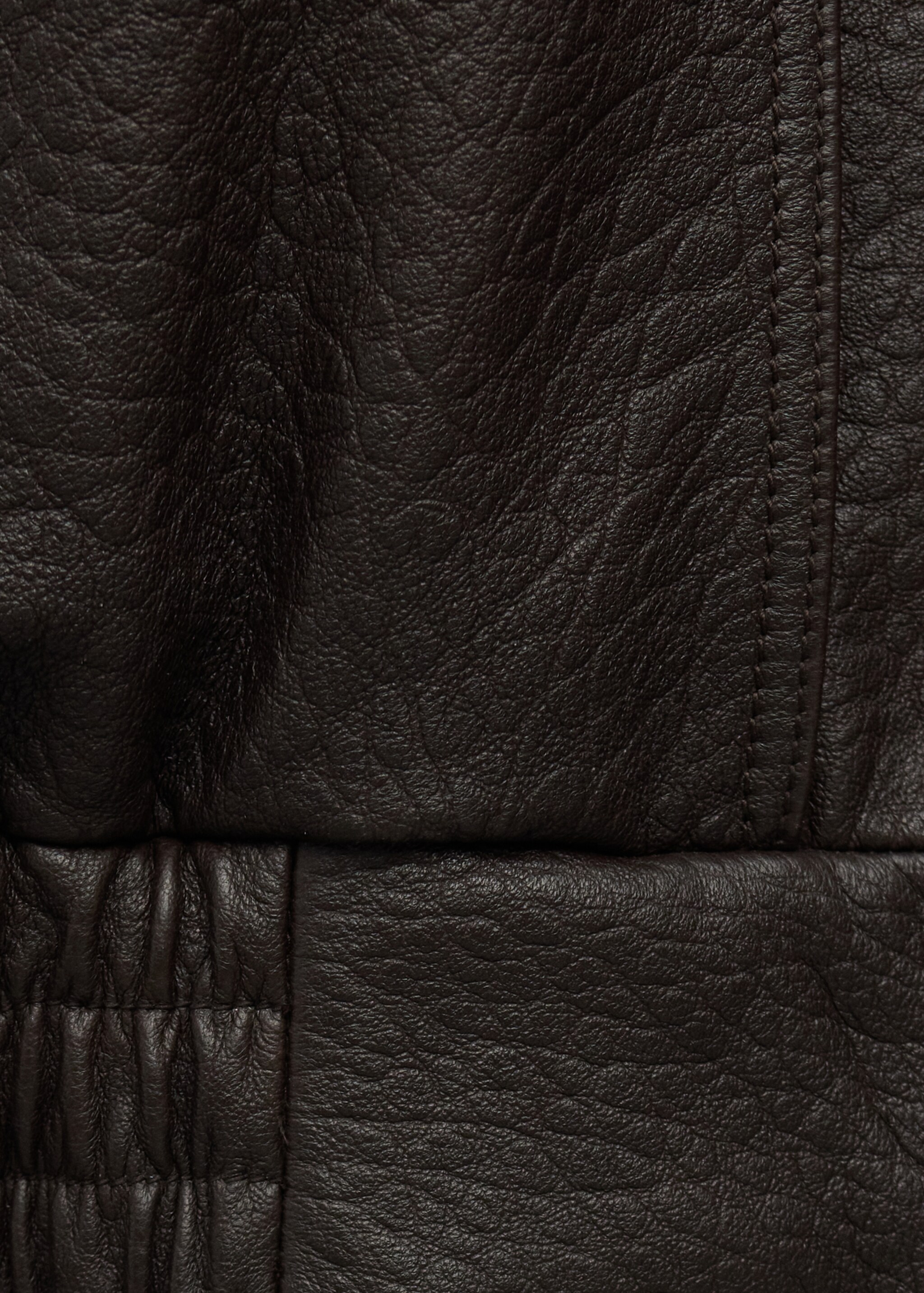 100% leather oversized funnel neck jacket - Details of the article 0, Brown. Ref: 27054773-02.
